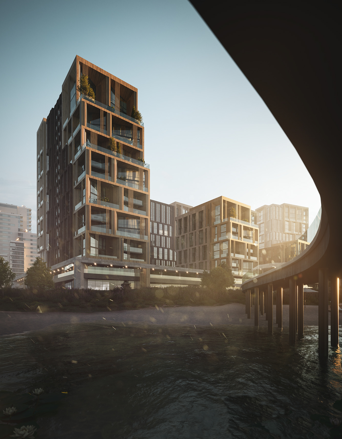 3D 3D Visualization 3ds max architecture archviz exterior modern Render residential complex visualization