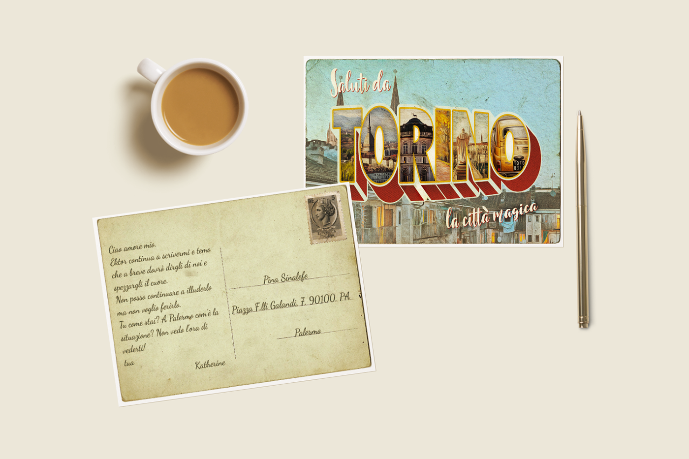 adobe illustrator Adobe Photoshop composition copywriting  graphic design  inspire Italy postcards typography   vintage