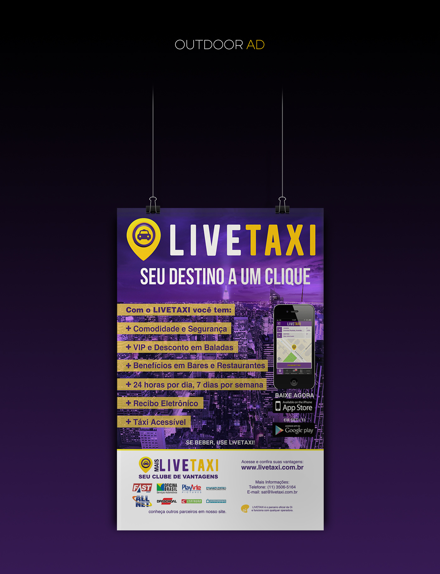 Pasta de Apresentação ANUNCIO EM REVISTA banner livetaxi Aplicativo Mobile revista taxi