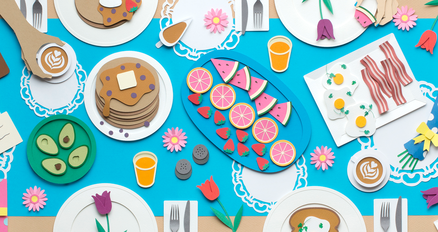 opentable animation  mothers day Food  breakfast brunch paper cut paper art paper craft stop motion