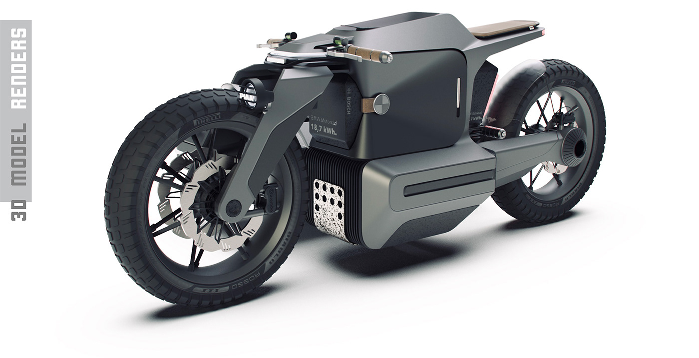 Bike BMW cafe racer custom bike electric motorcycle industrial design  motorcycle off road Render Transportation Design