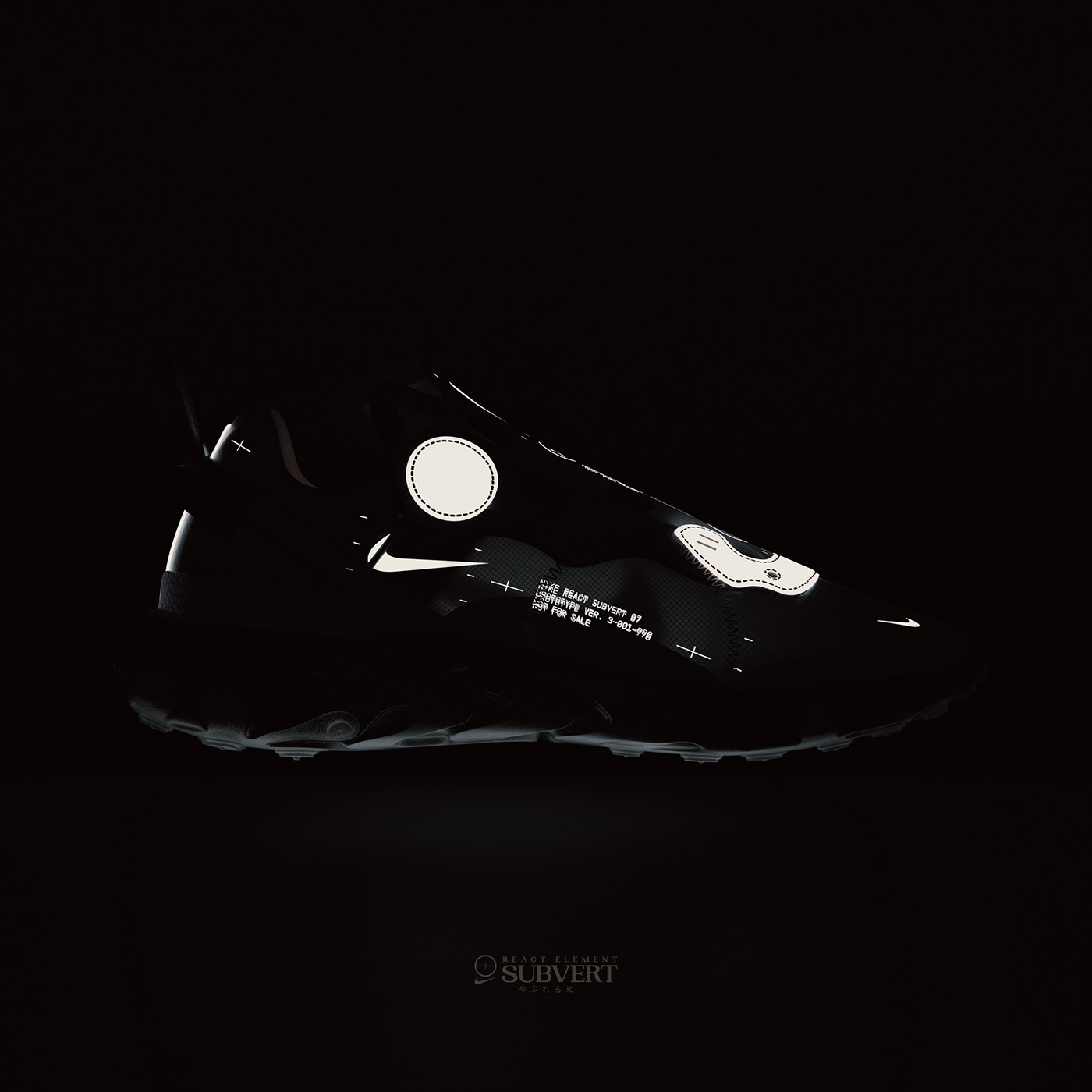 Nike footwear shoe industrial design rendering product render Fashion sneaker 3D Cyberpunk