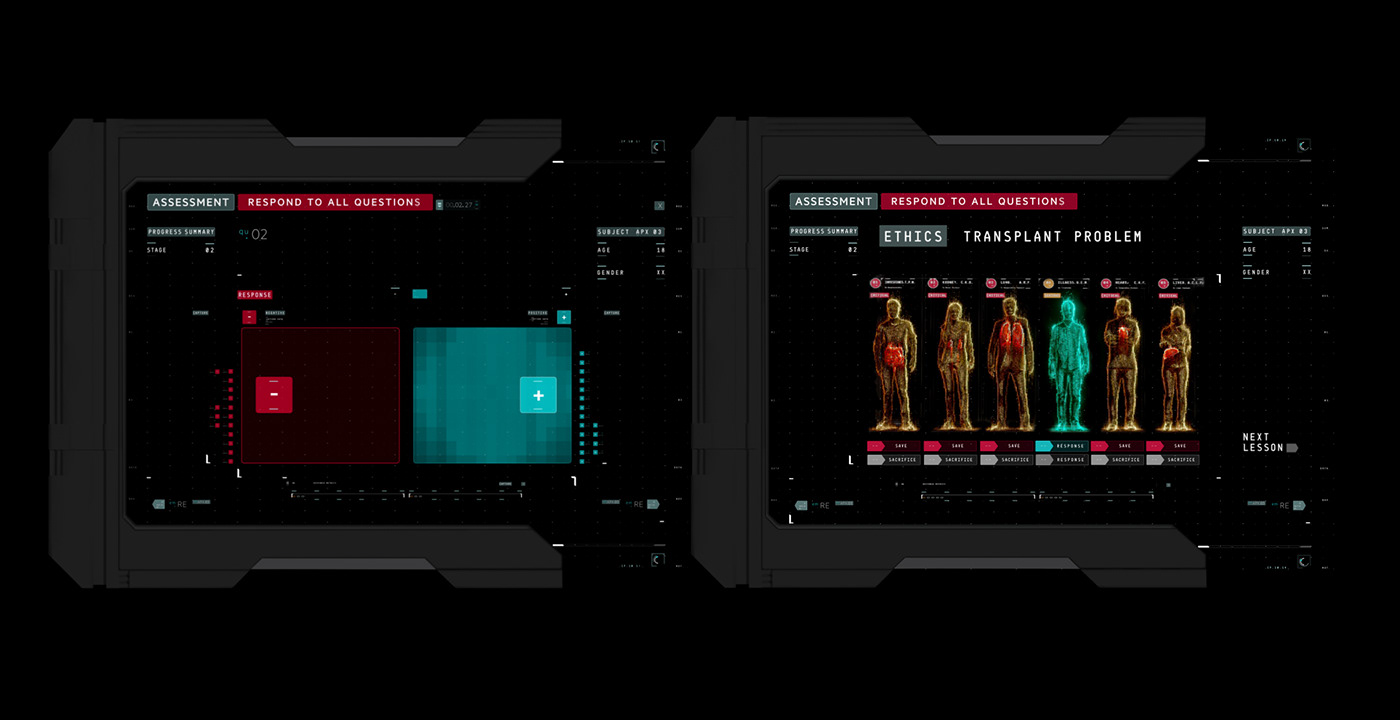 UI screen graphics design sci-fi tablet I am mother Display ms-dos Film   Netflixs