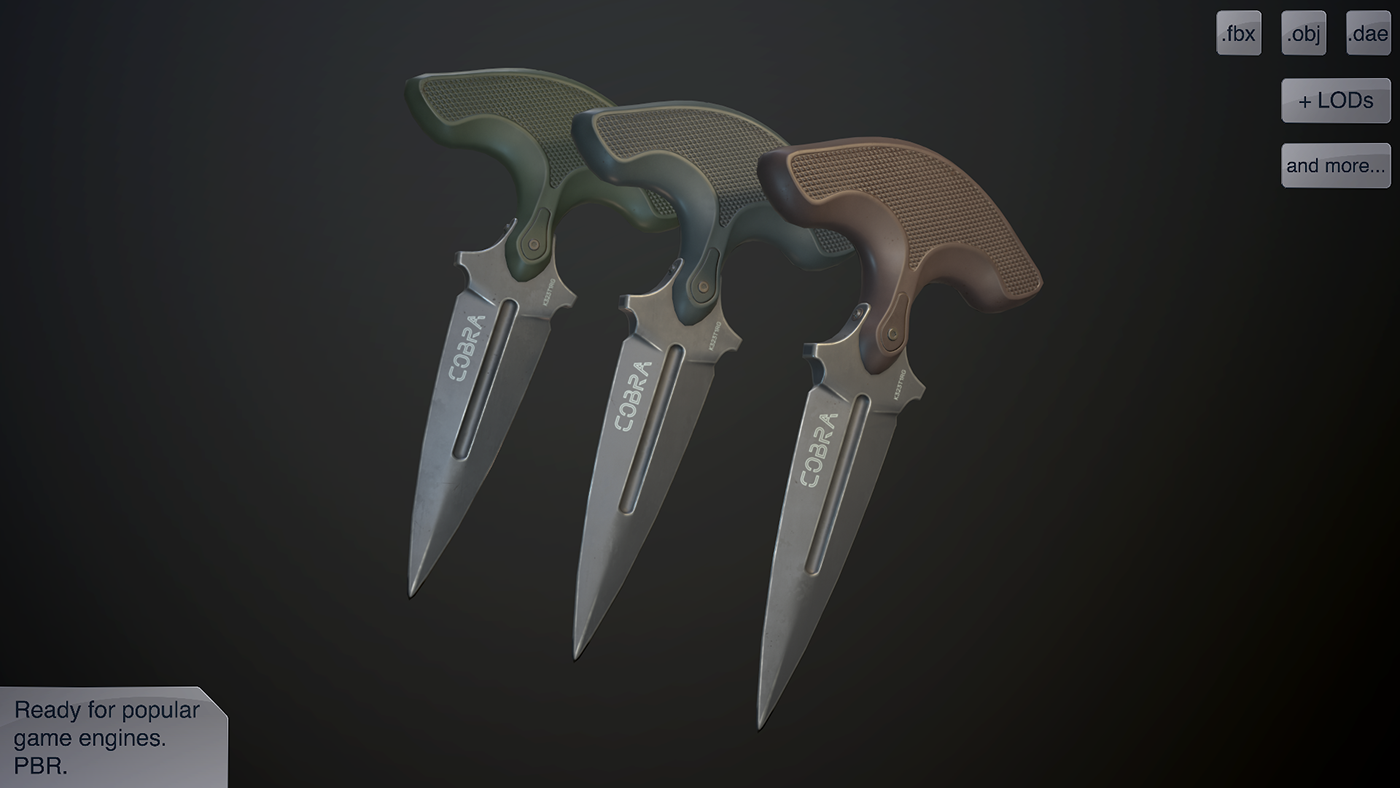 Blade dagger gamedev knife lods lowpoly nikiyani PBR push