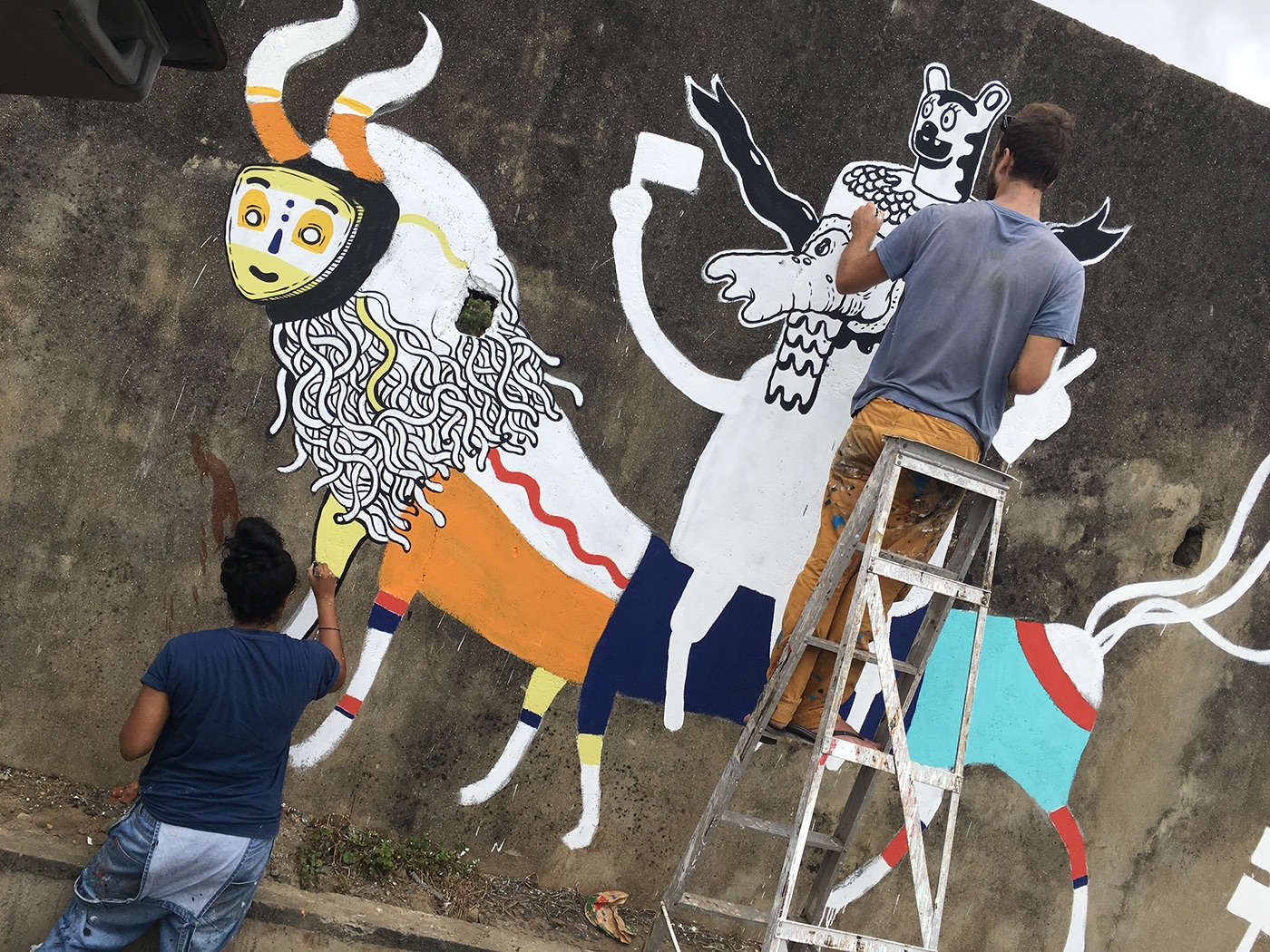 Mural art wall art Street Art  Marine Drive robin kowalewsky Sri lanka germany beach monsters