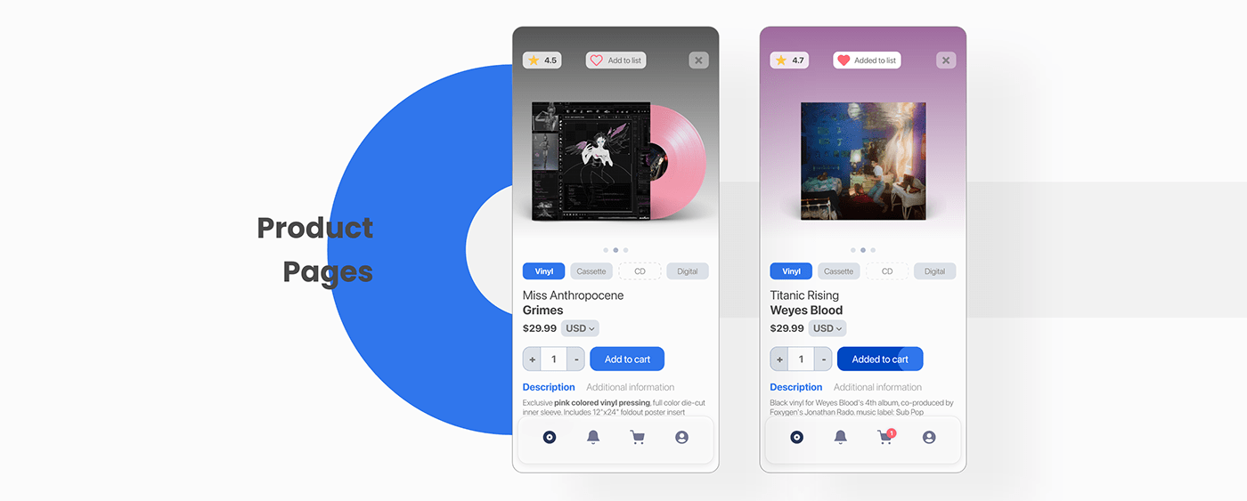 amoeba music app music product design  UI ux