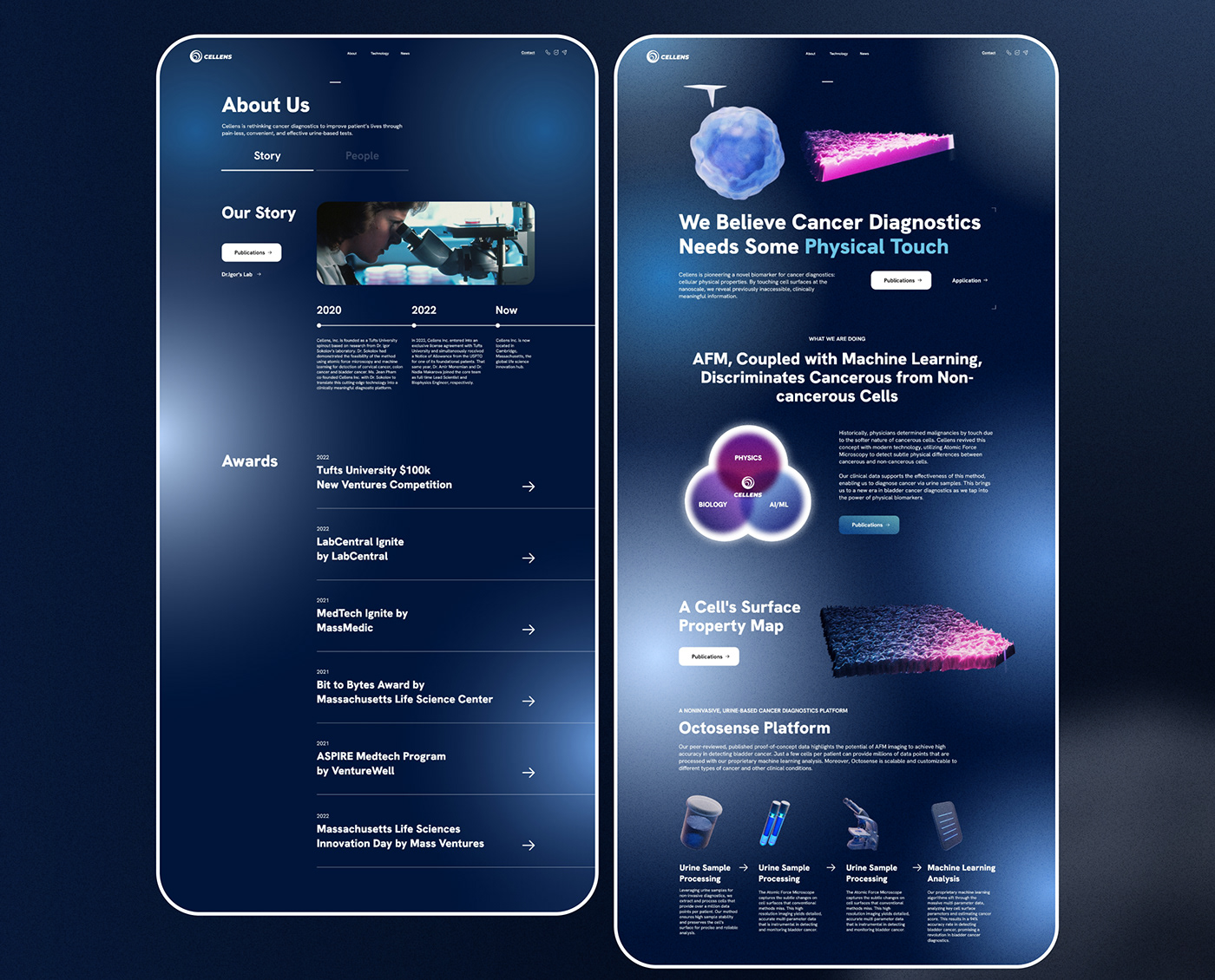 cells Technology medical research Website Design UI/UX bio blue 3D illustration Health