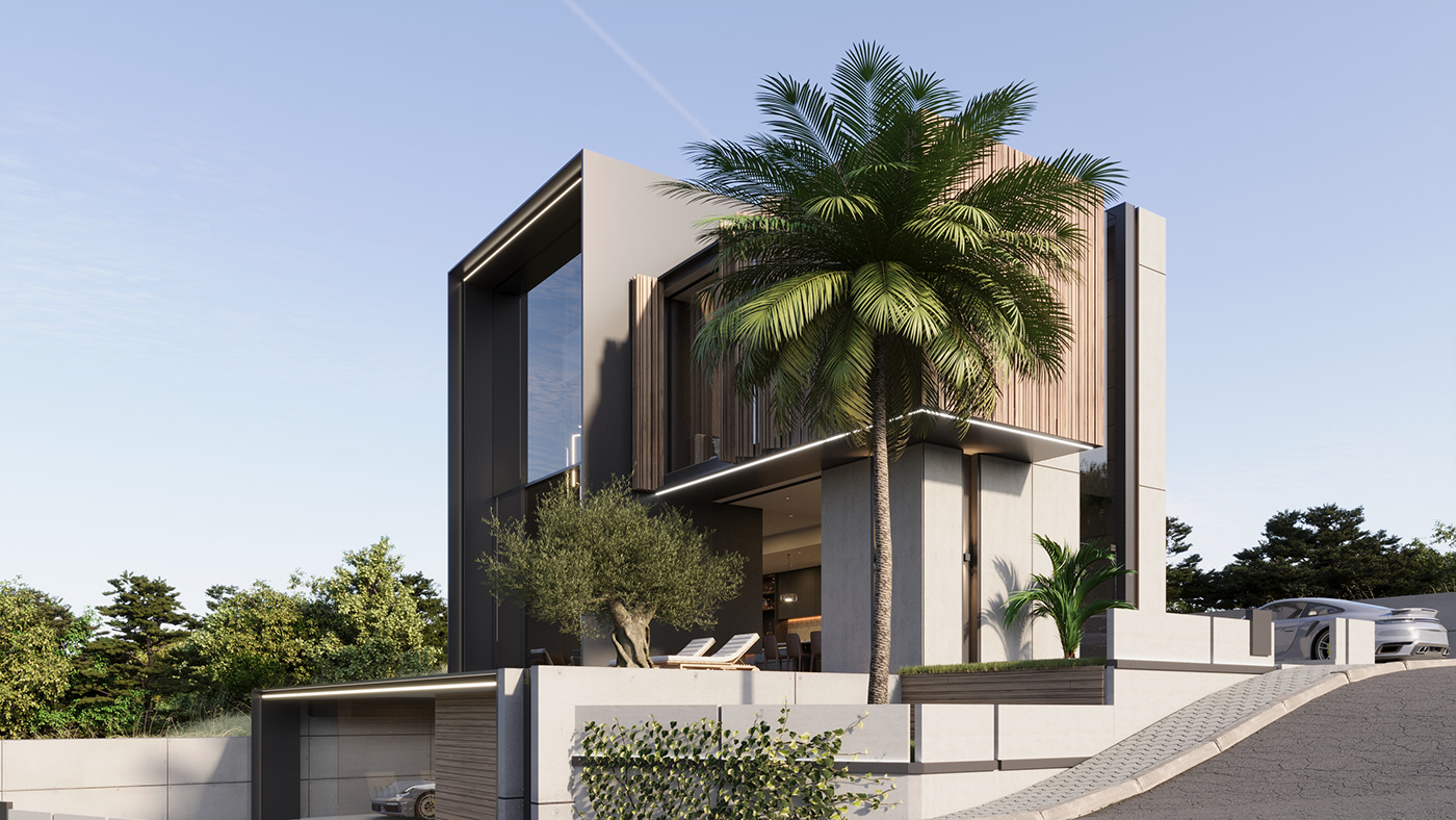 CGI modern Villa house 3D exterior architecture archviz visualization 3ds max