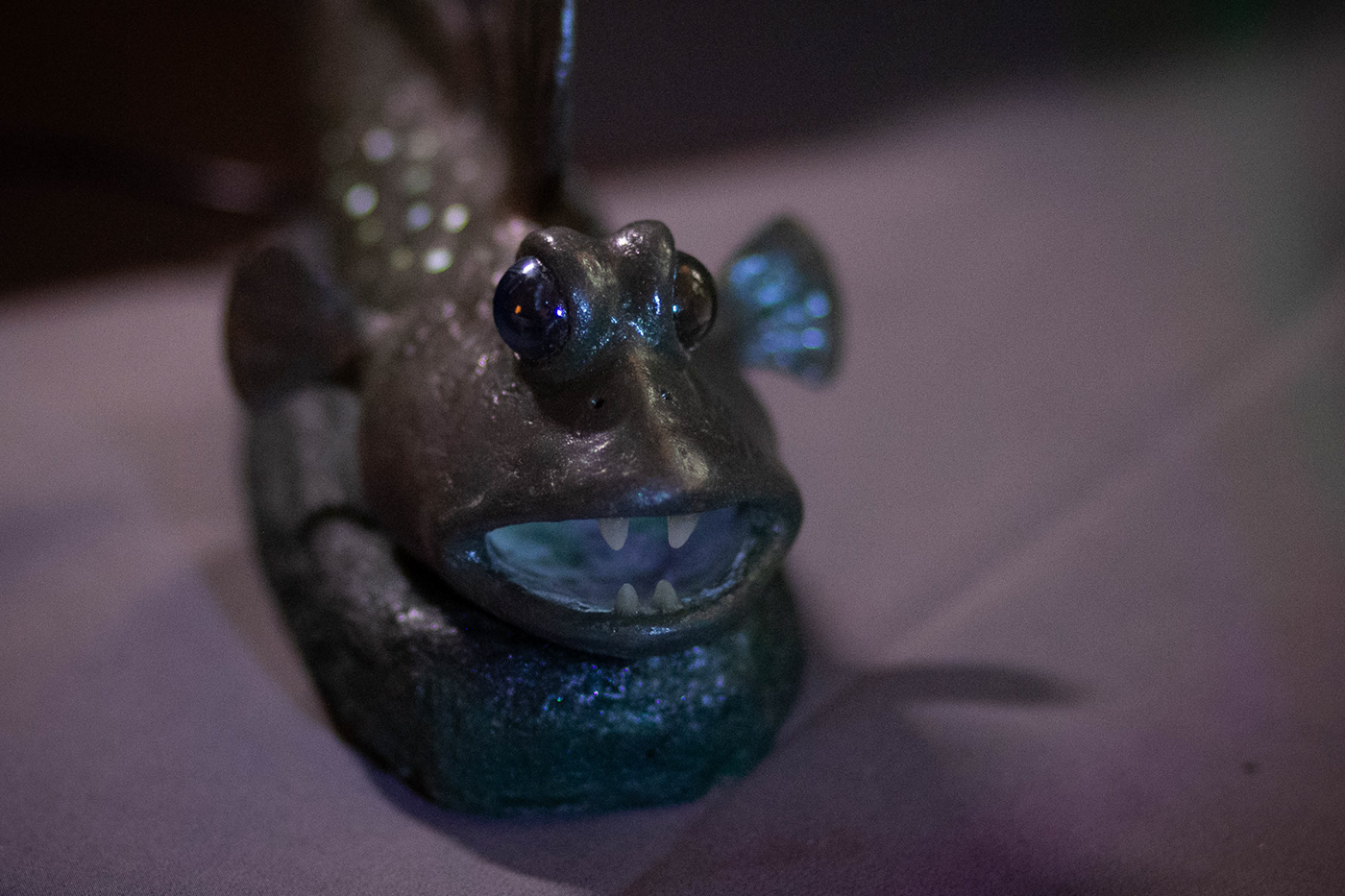 indoor lighting lampdesign mudskipper fish funny sculpting  polymer clay handmade cute fish