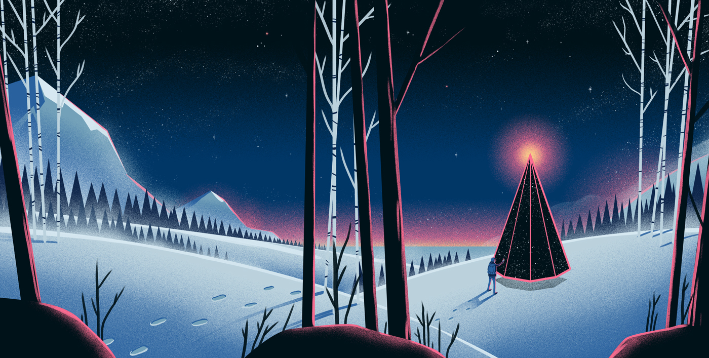 pink xmas Tree  UFO snow Landscape Album jagged jaw Nature winter