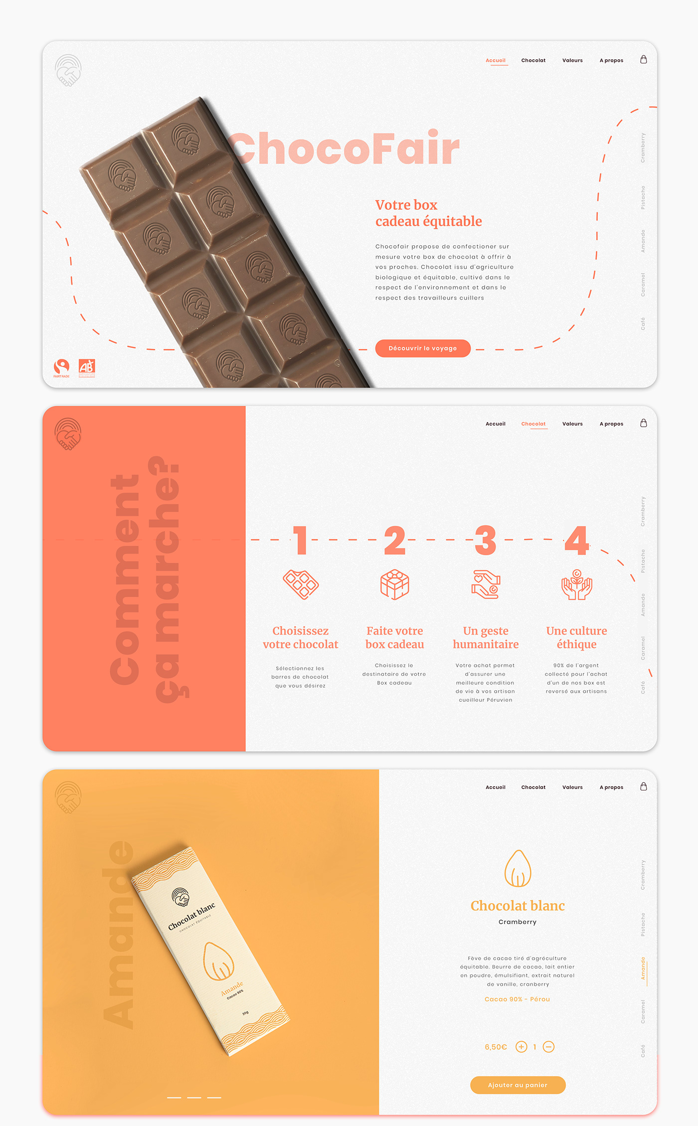 Chocolate interface UX UI DESign Ecommerce chocolate