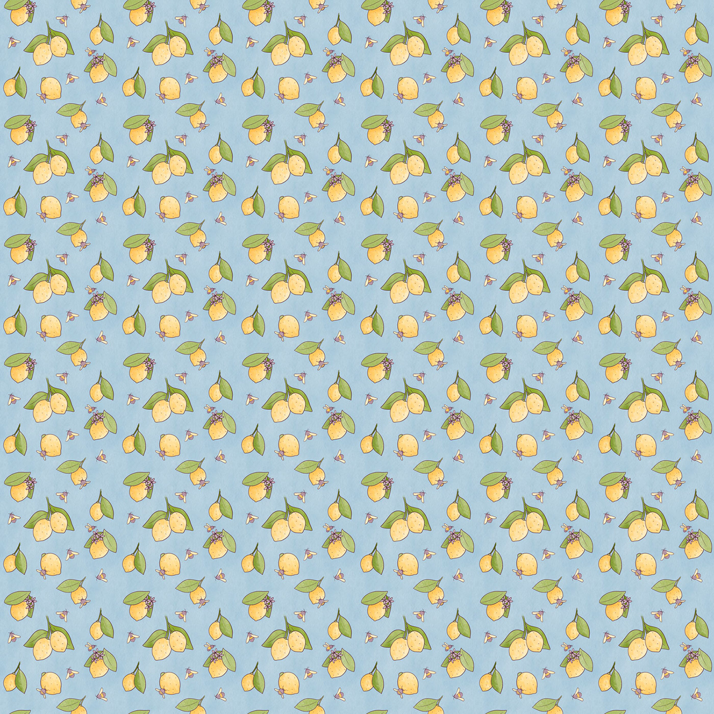 artbyemilyrose Bumblebee digital ILLUSTRATION  lemon linework pattern photoshop repeating watercolor