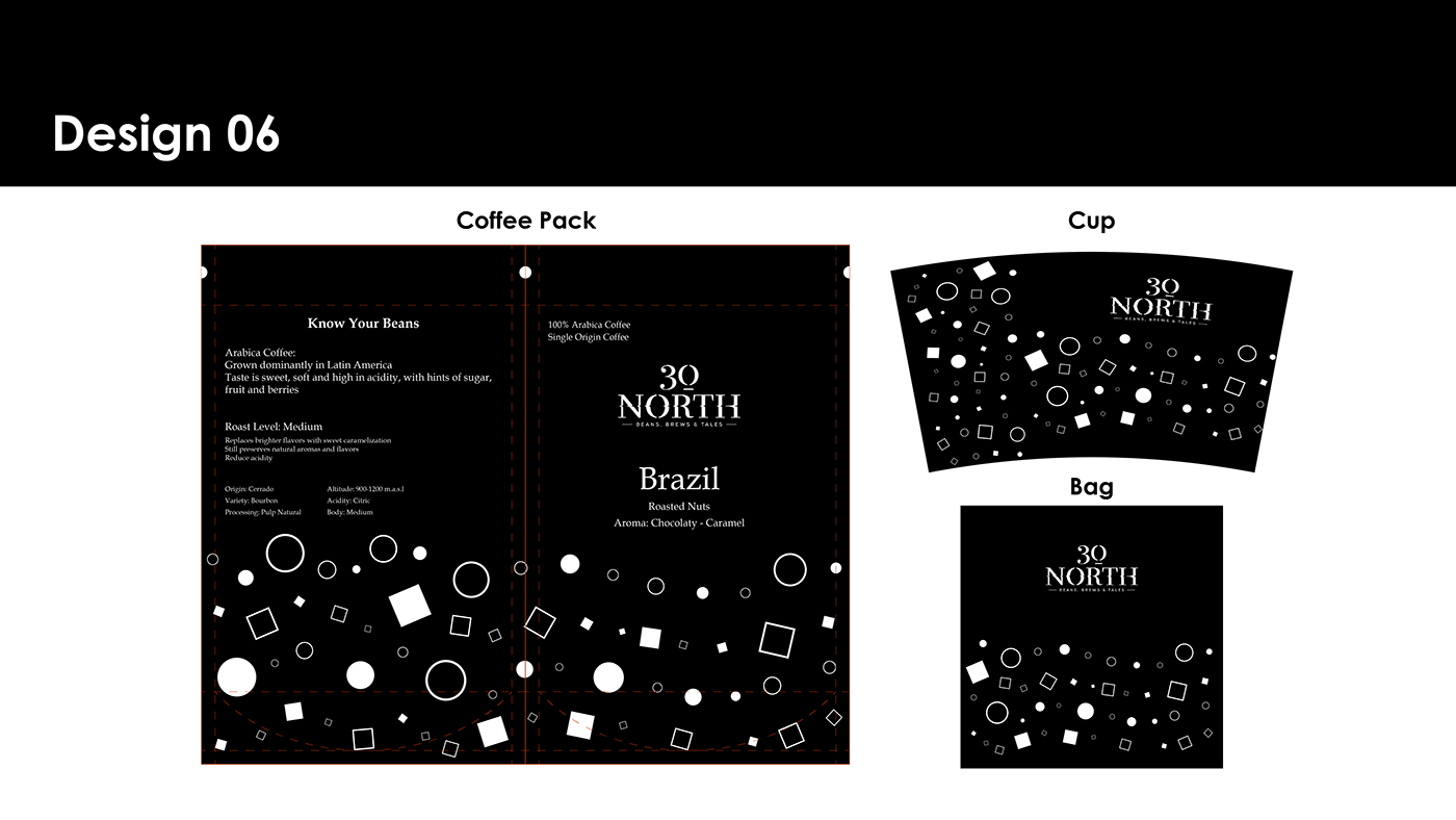 30 north black and white Coffee gestalt package design 