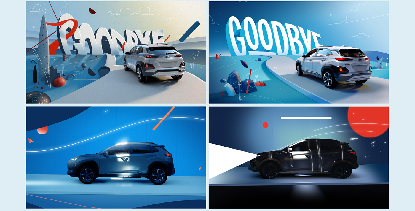 3D Advertising  after effects animation  cinema 4d design Hyundai motion design motion graphics  storyboard