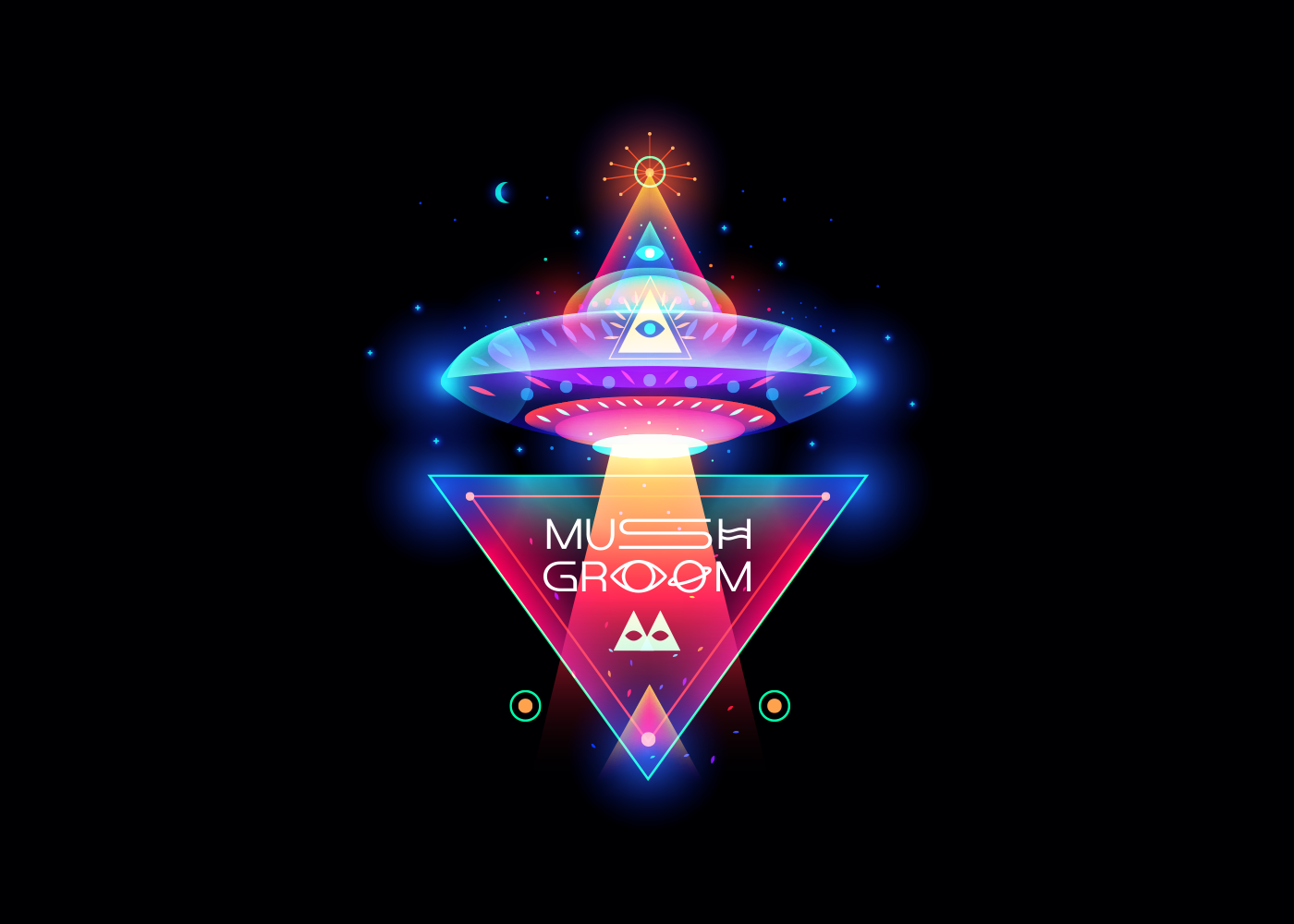 logo eye triangle UFO psyhedelic rock Mushgroom Mystic Space  si-fi