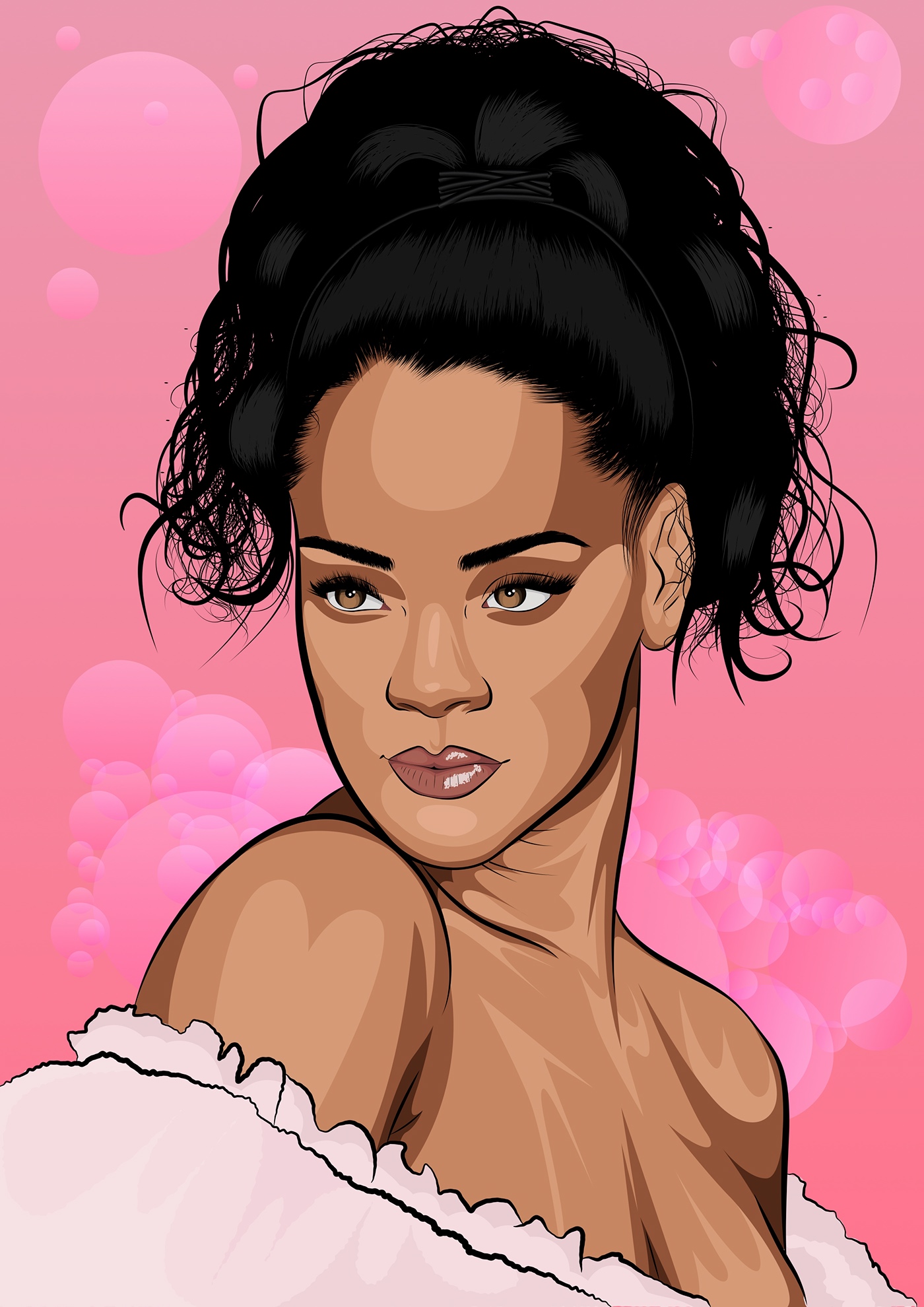 Rihanna valerian premiere pink shoulder detailed hair ILLUSTRATION  Celebrity Singer