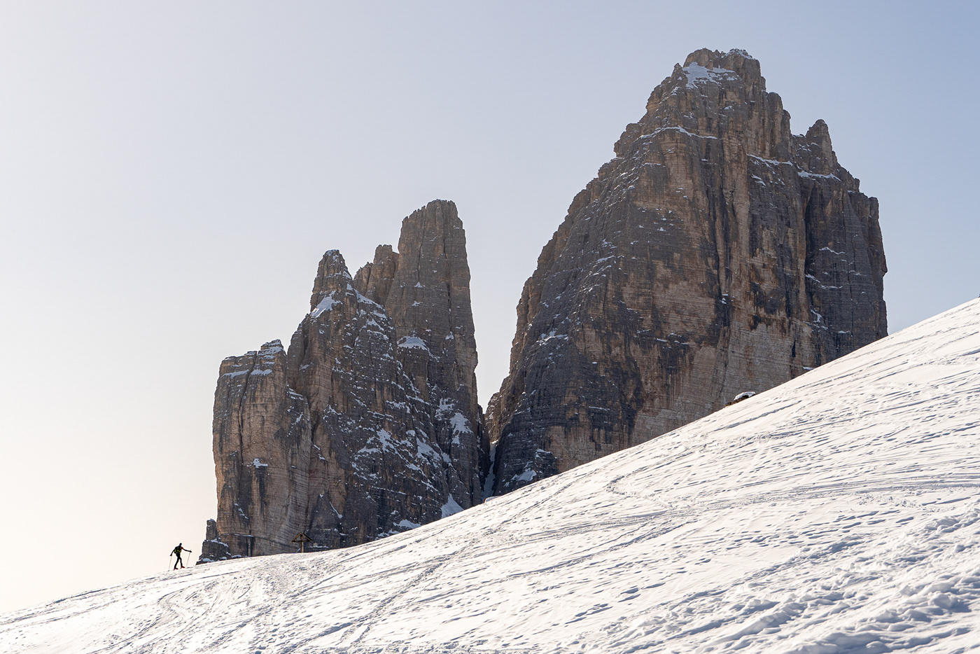 3 zinnen dolomiten dolomites drei zinnen Italien Italy Lavaredo Skitour sunset tre cime di