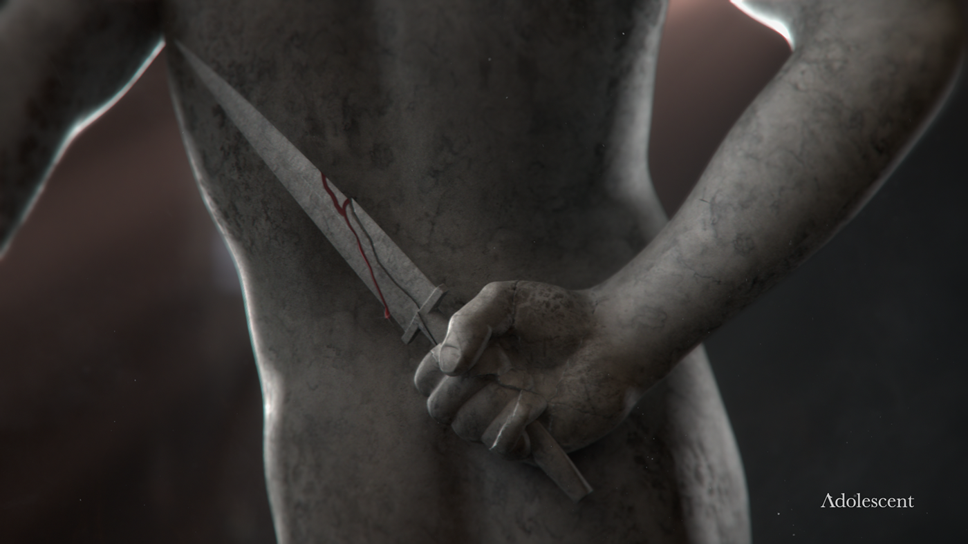cinema 4d roman statue animation  motion graphics  title sequence CG compositing