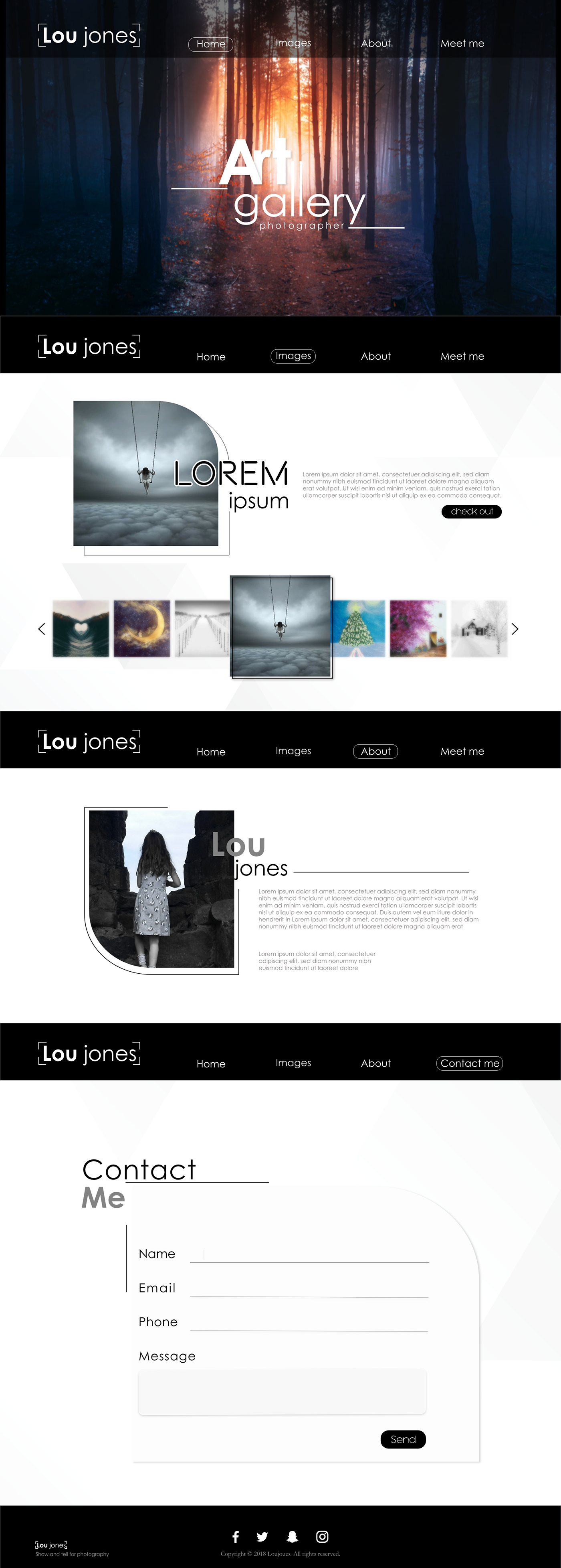 Photography  landing page Website design graphic Web