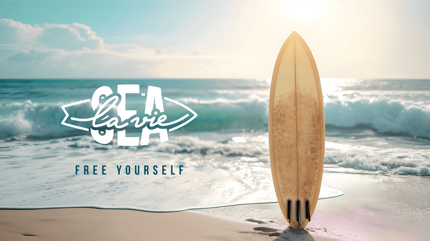 logo brand identity Graphic Designer Brand Design visual identity surfing surfboard sea branding  t-shirt