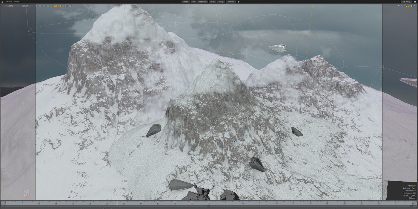 3D CGI cinematic drones Film   mountains movie Render snow vfx