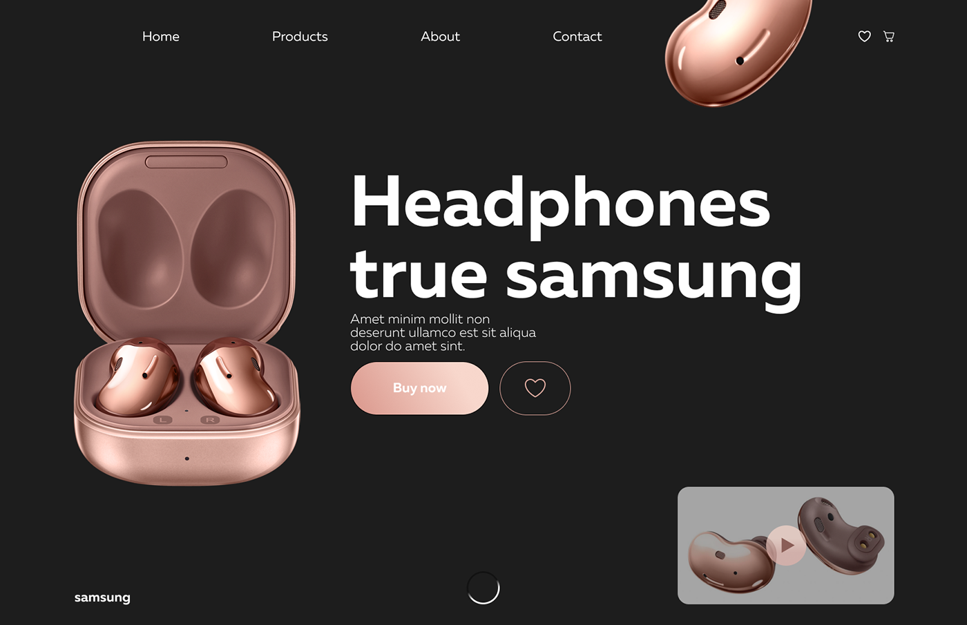 head headphones landing page phones Samsung UI ux