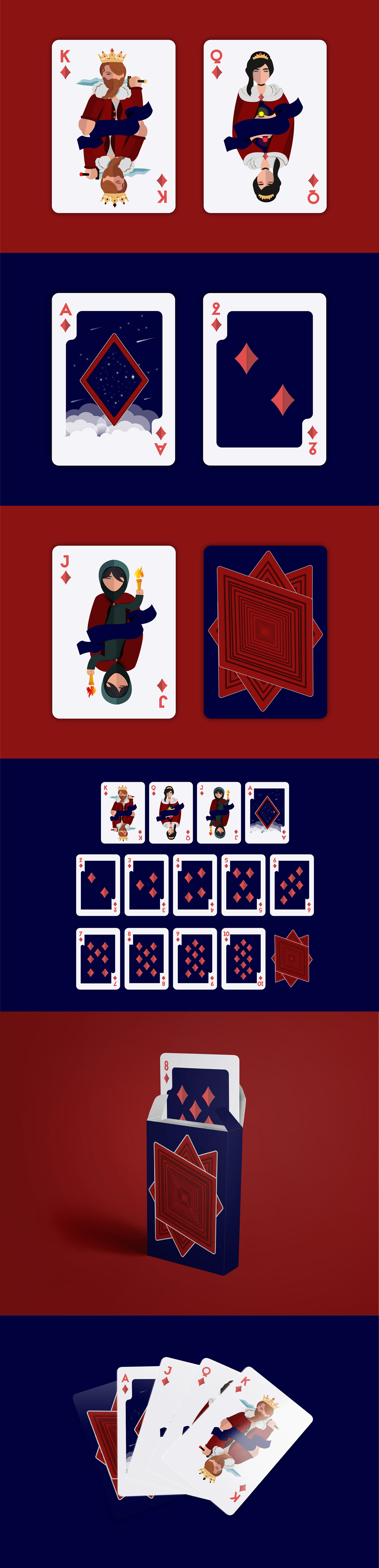outer space ILLUSTRATION  graphics deck of cards Playing Cards poker cards king queen ace Paper Cut-Out diamonds Patterns