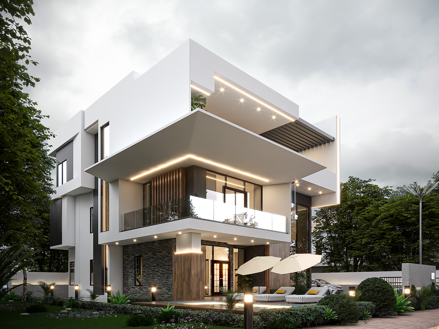 architecture visualization modern vray exterior ivory coast duplex homedesign 5bedroom villa luxuryhome