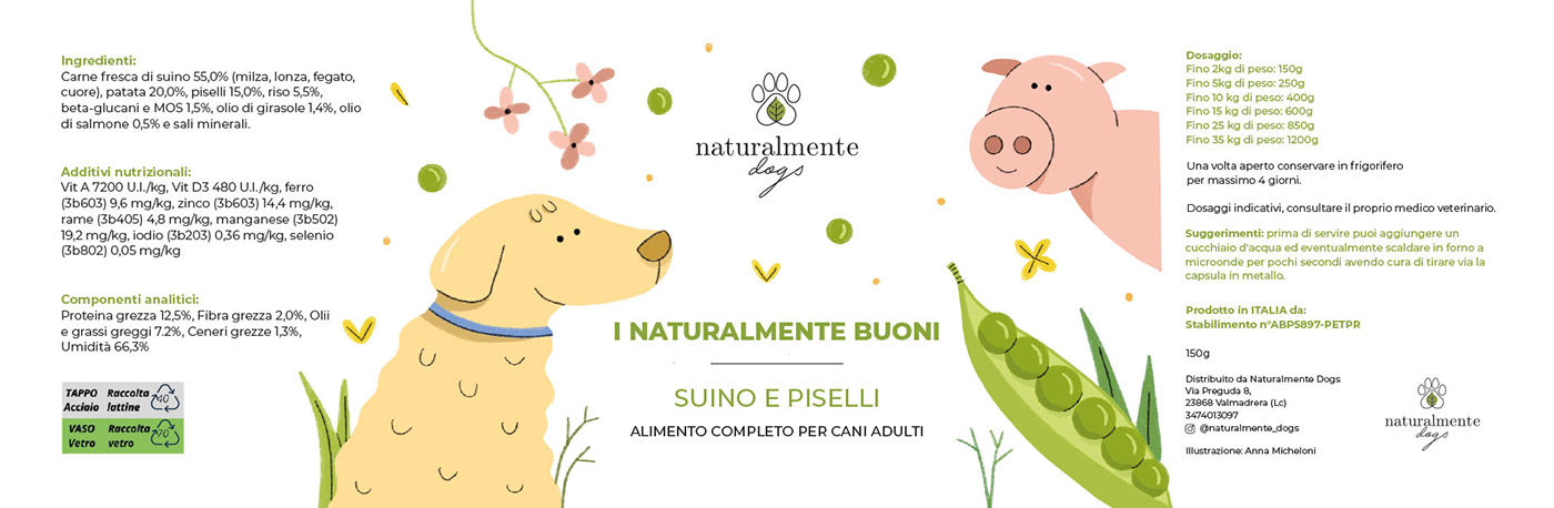 graphic design  ILLUSTRATION  Packaging packaging design illustrazione design label design Label dog products pet packaging