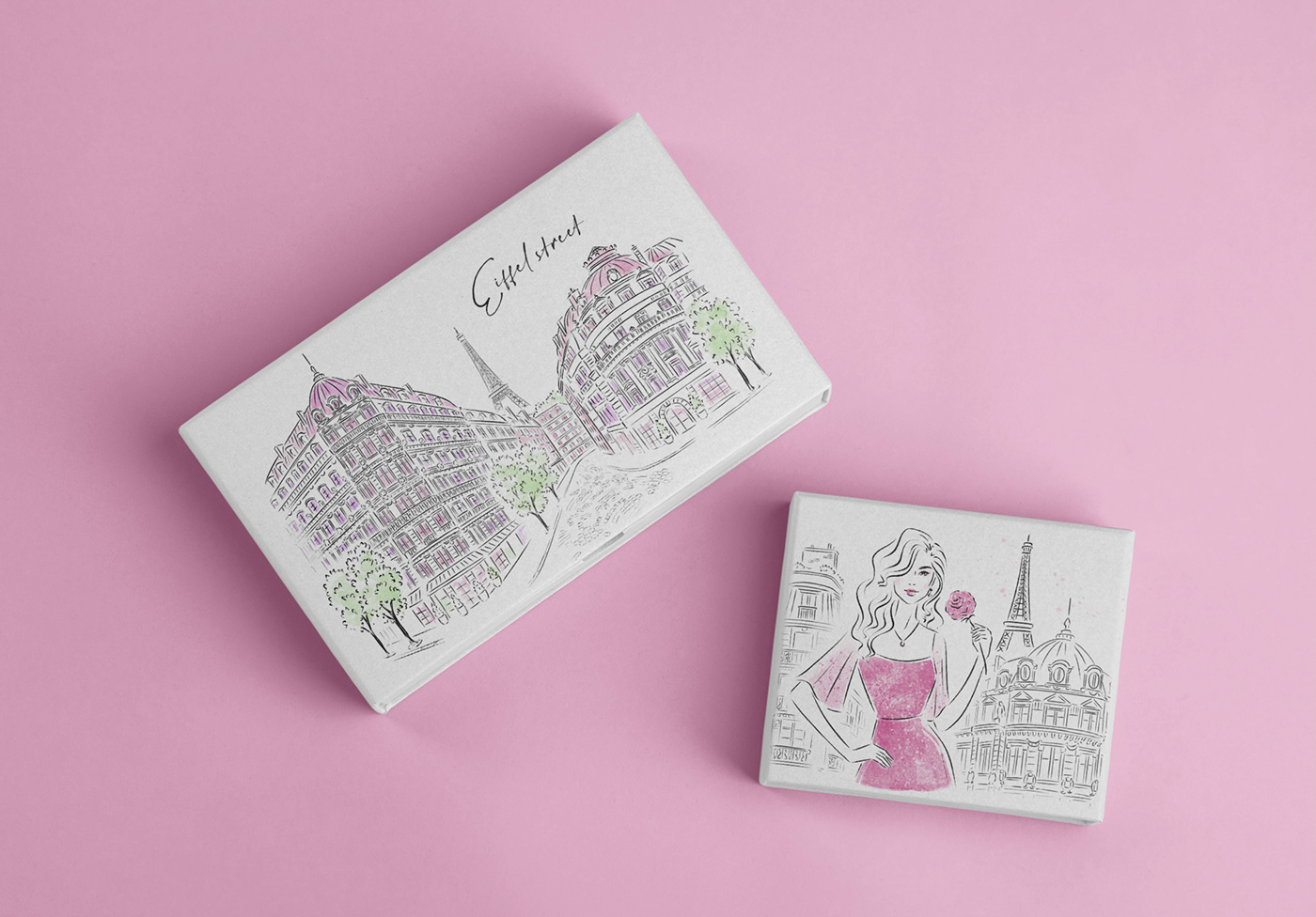 fashion illustration Packaging sketch hand drawn luxury sophisticated elegant beauty bakery chocolate