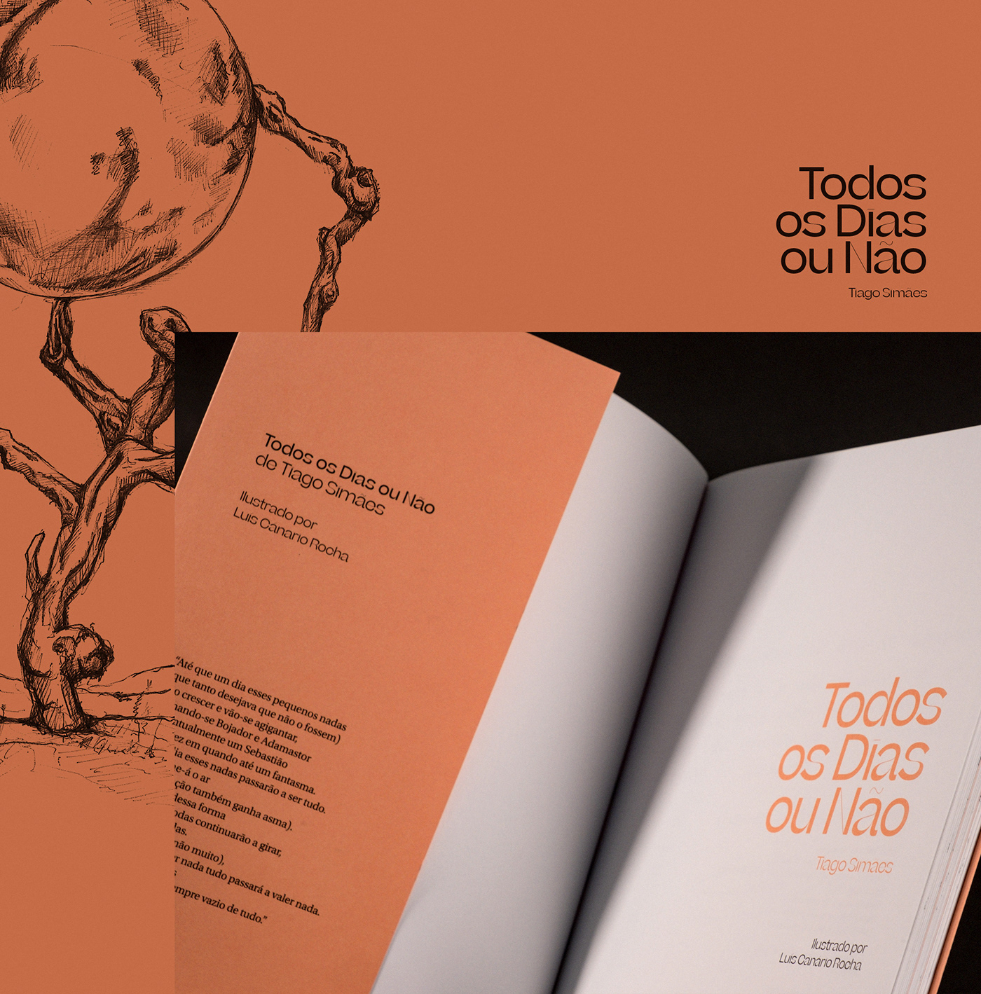 book design editorial graphic design  ILLUSTRATION  orange Poetry  Portugal print Qoob