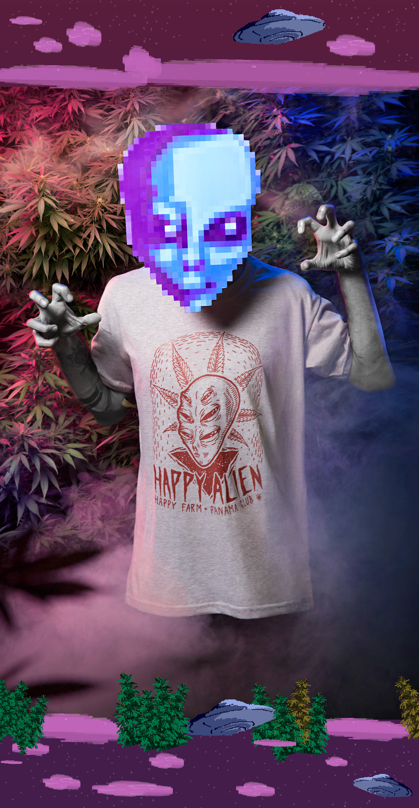 t-shirt design aliens weed Fashion  apparel UFO four-twenty portrait mask