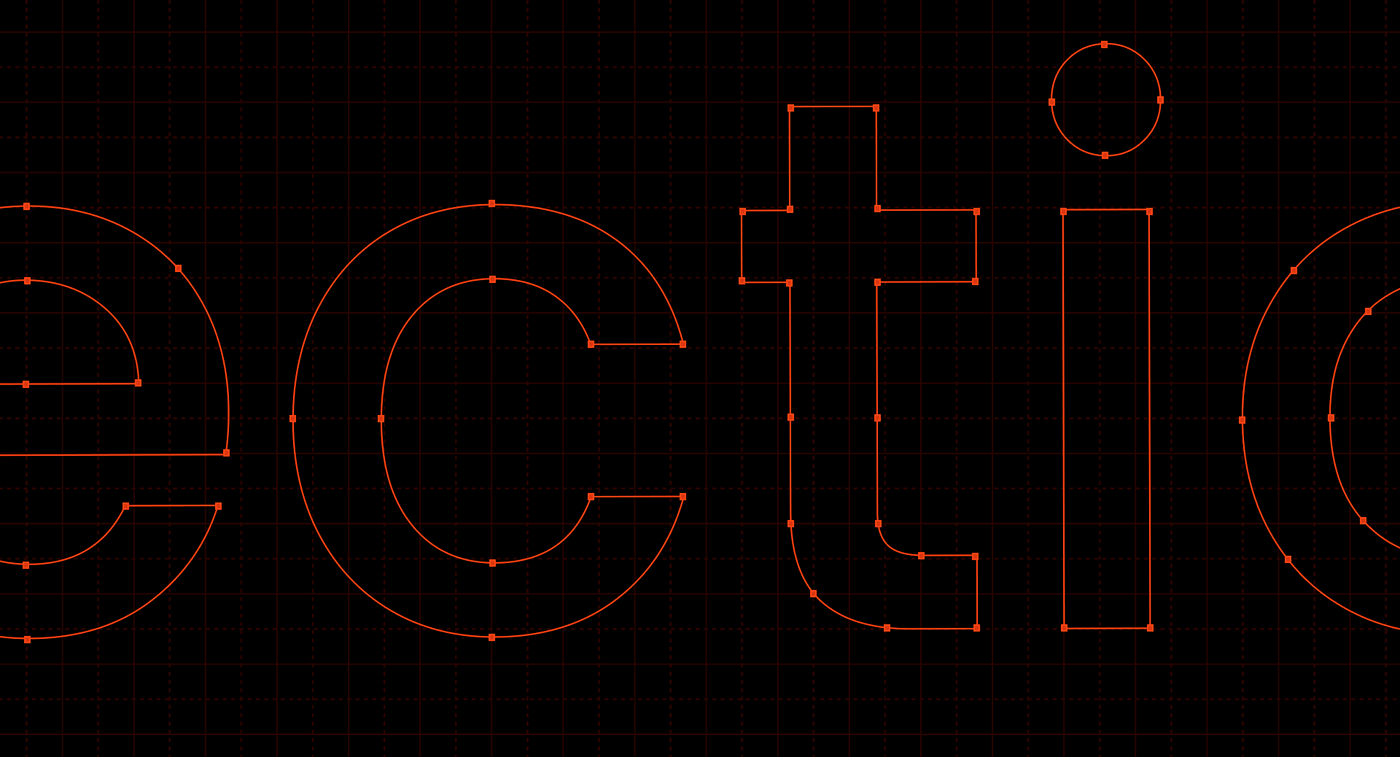 typographic logo with grid