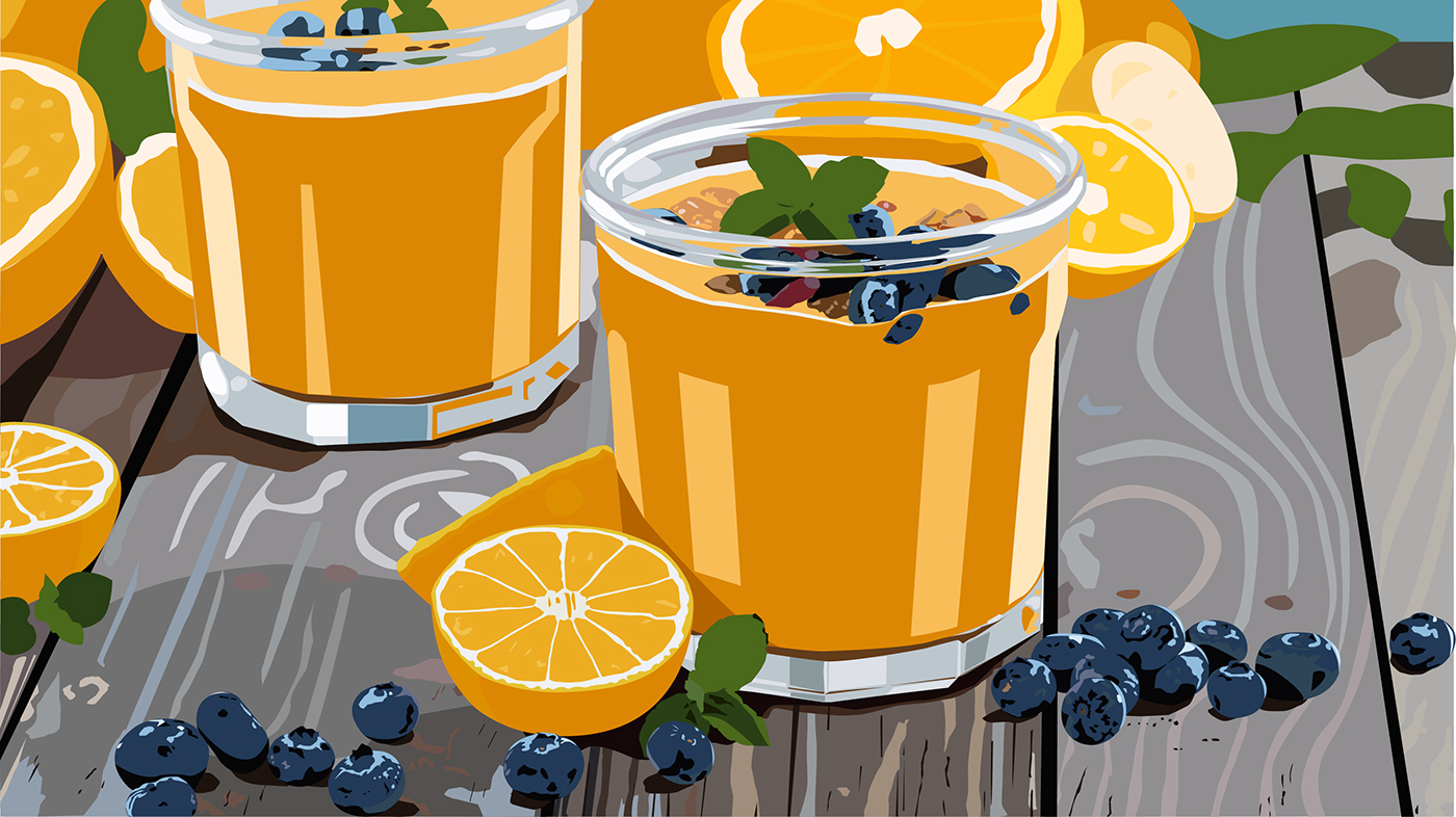 animation  ILLUSTRATION  shake orange blueberries smoothie blender after effects
