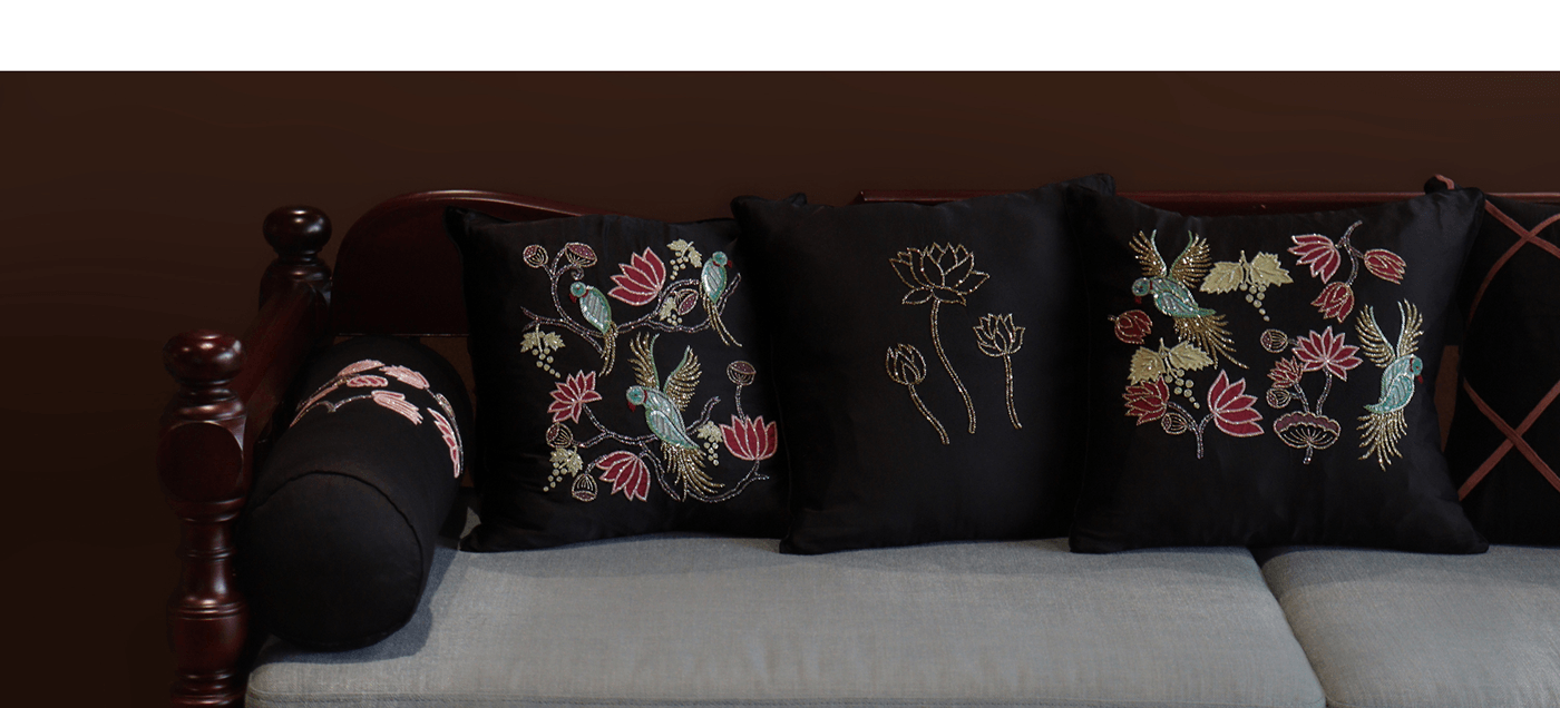 Embroidery textile design  surface design embellishment Luxury Home Design Interior NIFT Cushion Collection zari couture