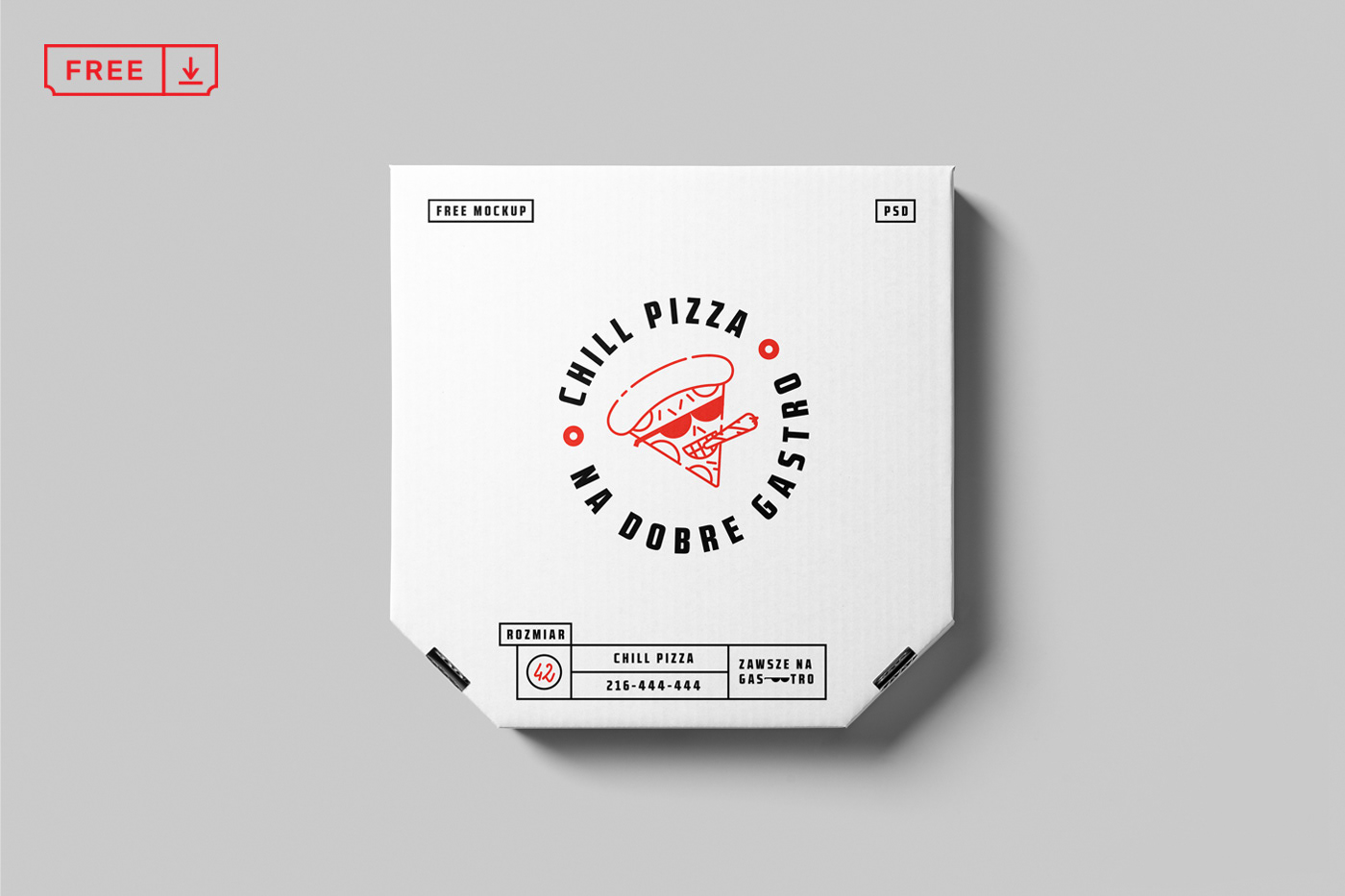 Pizza box downland psd brand free Mockup design visual identity Project