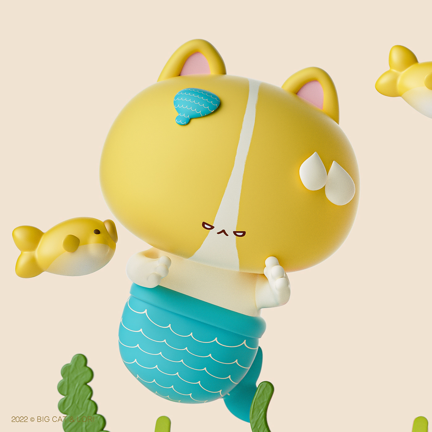 3D illustration animal cartoon Cat Character design  cute Digital Art  digital illustration Mascot mascot design