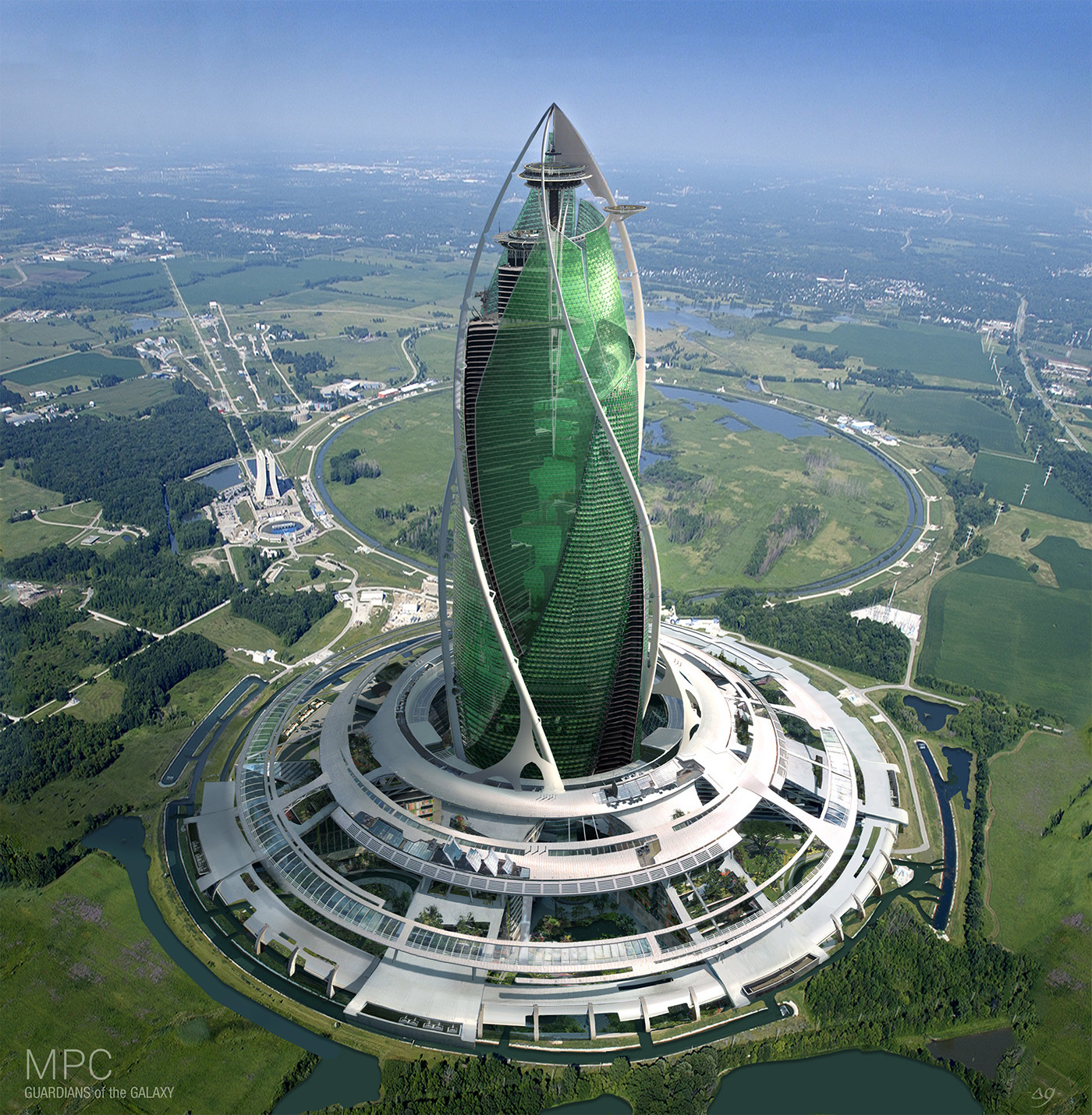 concept art Guardians of the galaxy xandar city building science fiction mpc