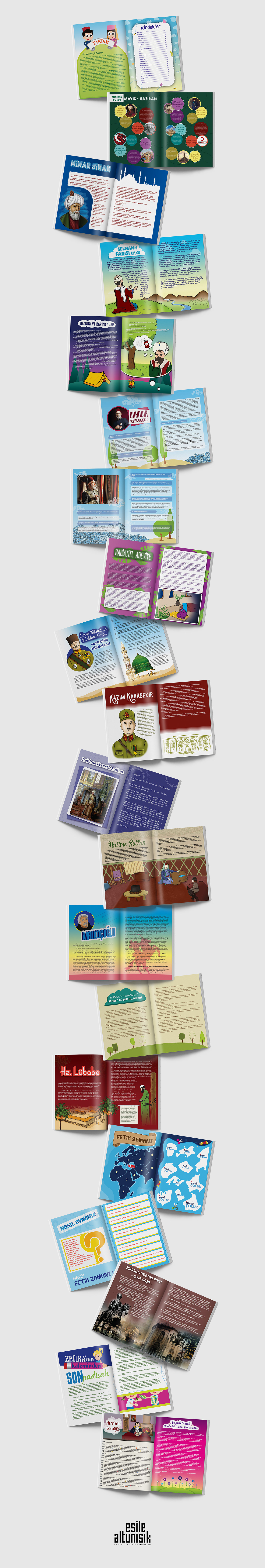 Page designs children's magazine illustrations İllustraston magazine cartoon graphic design  osmanlı çocuk ottoman osmanlı çocuk dergisi