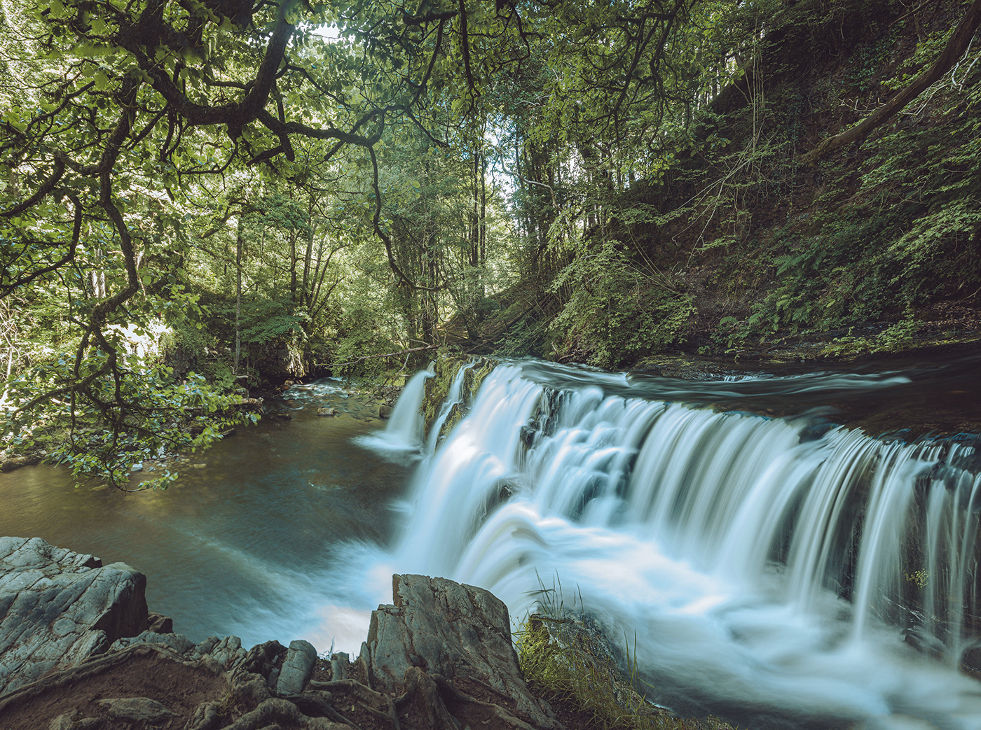 long exposure wales water Waterfalls woods