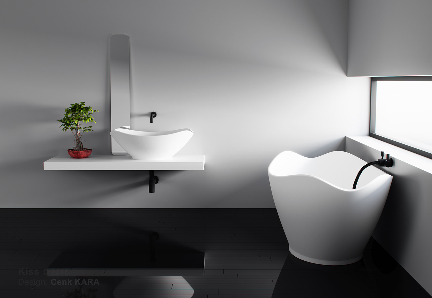 washbasin bathtub bathroom Interior bath solid White black Faucet minimalist