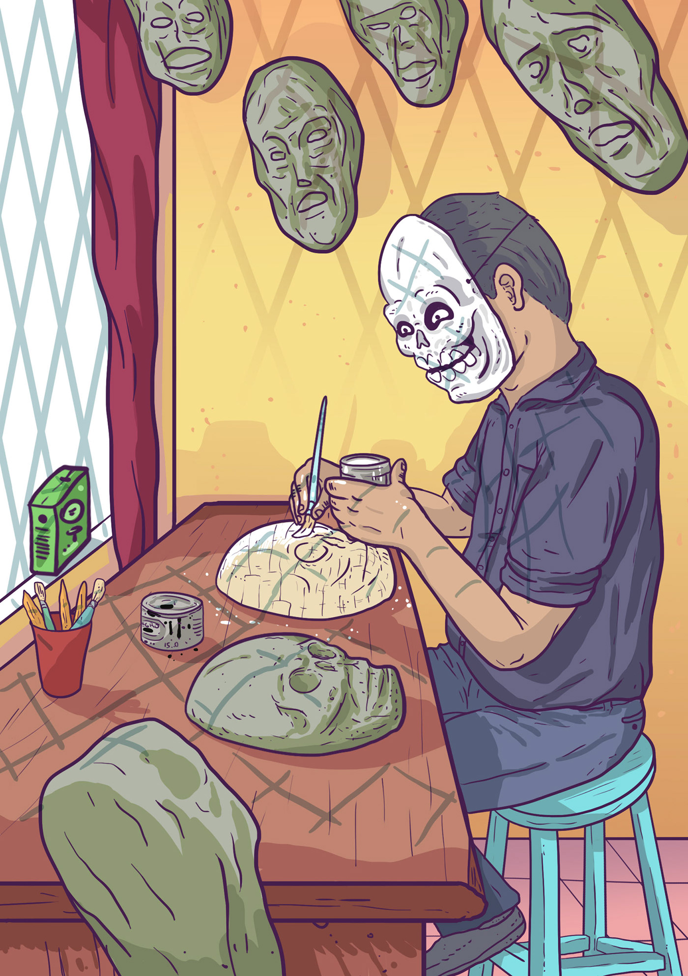 ILLUSTRATION  ilustracion dibujo comic artesania careta calavera skull history Ecuador