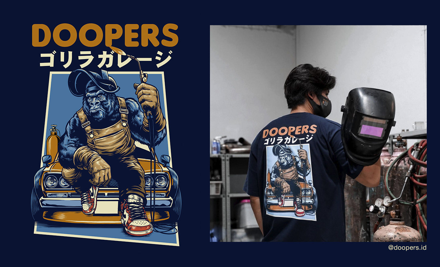 Cars gorilla hokasuka JDM Motorsport Nissan GTR print shirt design skyline t-shirt