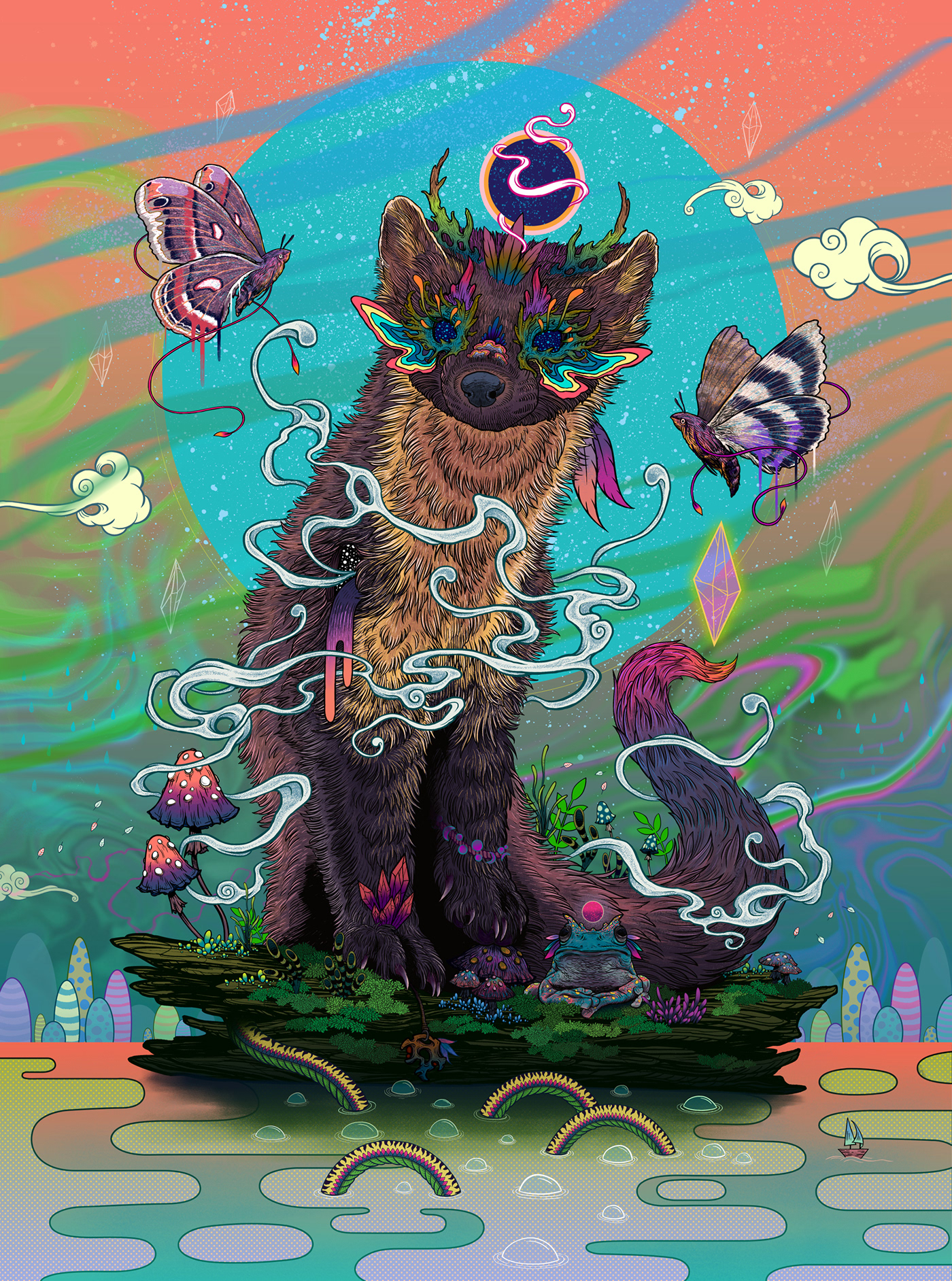 Digital Art  digital illustration fantasy Magic   animals Nature psychedelic surreal details Drawing 