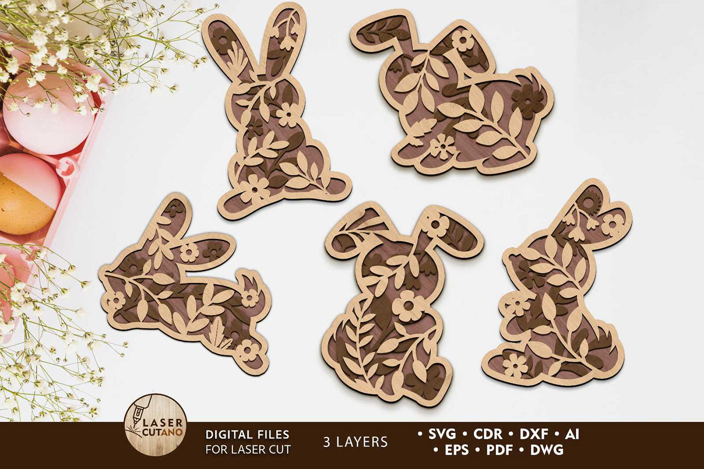 Easter easter template laser art Lasercut bunne Easter Decor easter laser cut easter ornaments easter rabbit laser craft