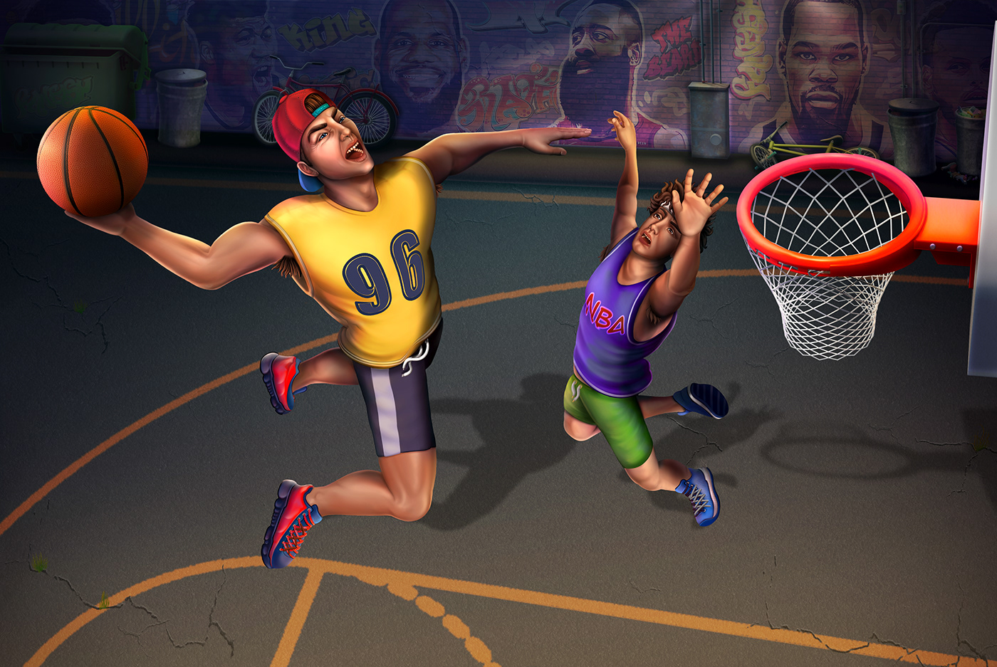 basketball Digital Art  Drawing  DUNK ESPN ILLUSTRATION  NBA painting   Procreate Sports Design