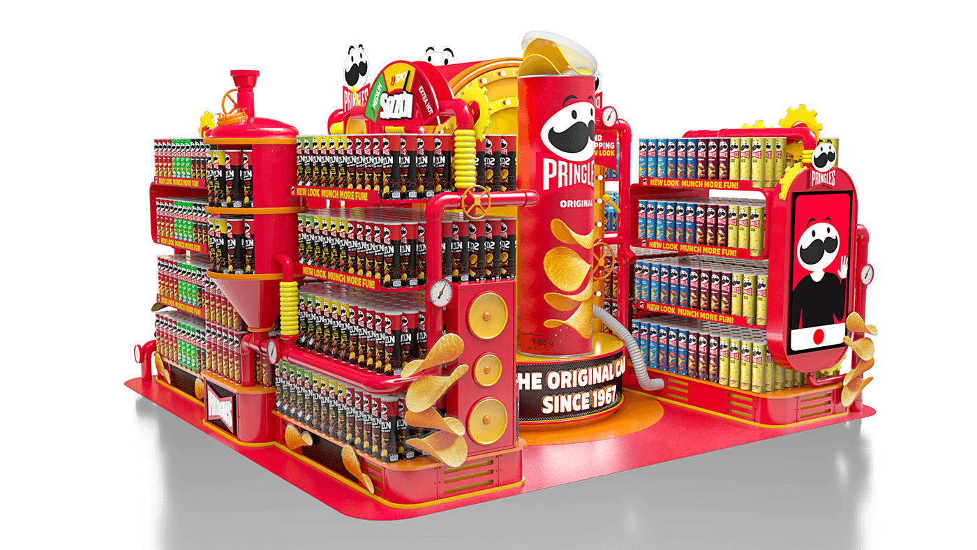 pringles posm display design Exhibition Design  booth Experience Retail instore display 3D design