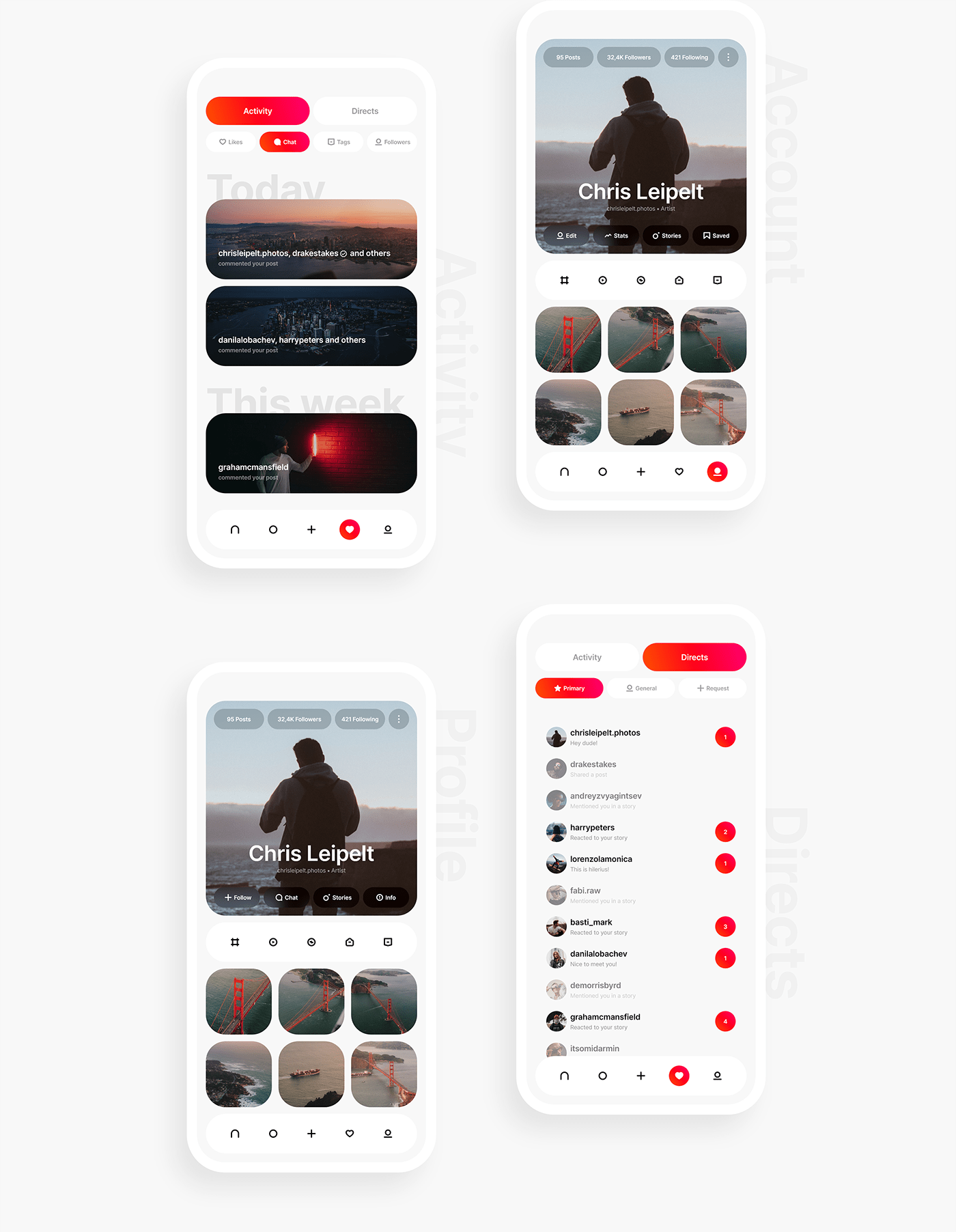 design graphic instagram Interface mobile social UI concept Mobile app redesign