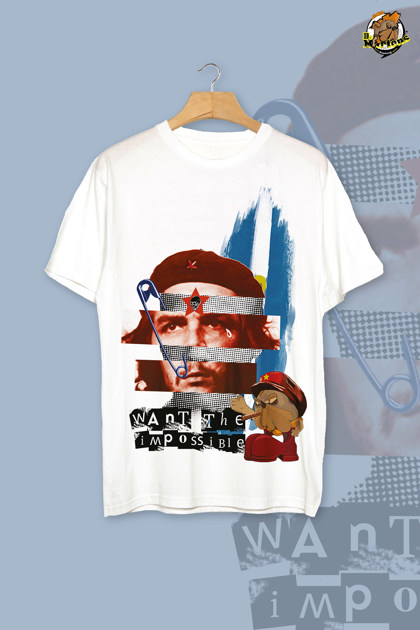 Dr.Martens t-shirt che abraham lincoln queen elizabeth collage Luther brand