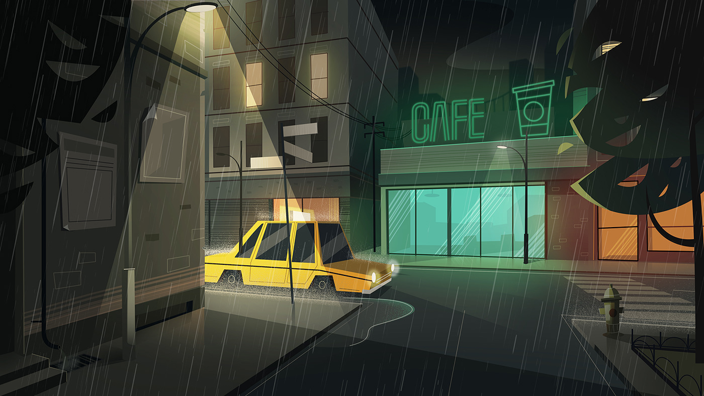 ILLUSTRATION  animation  background styleframe city design painting   digital